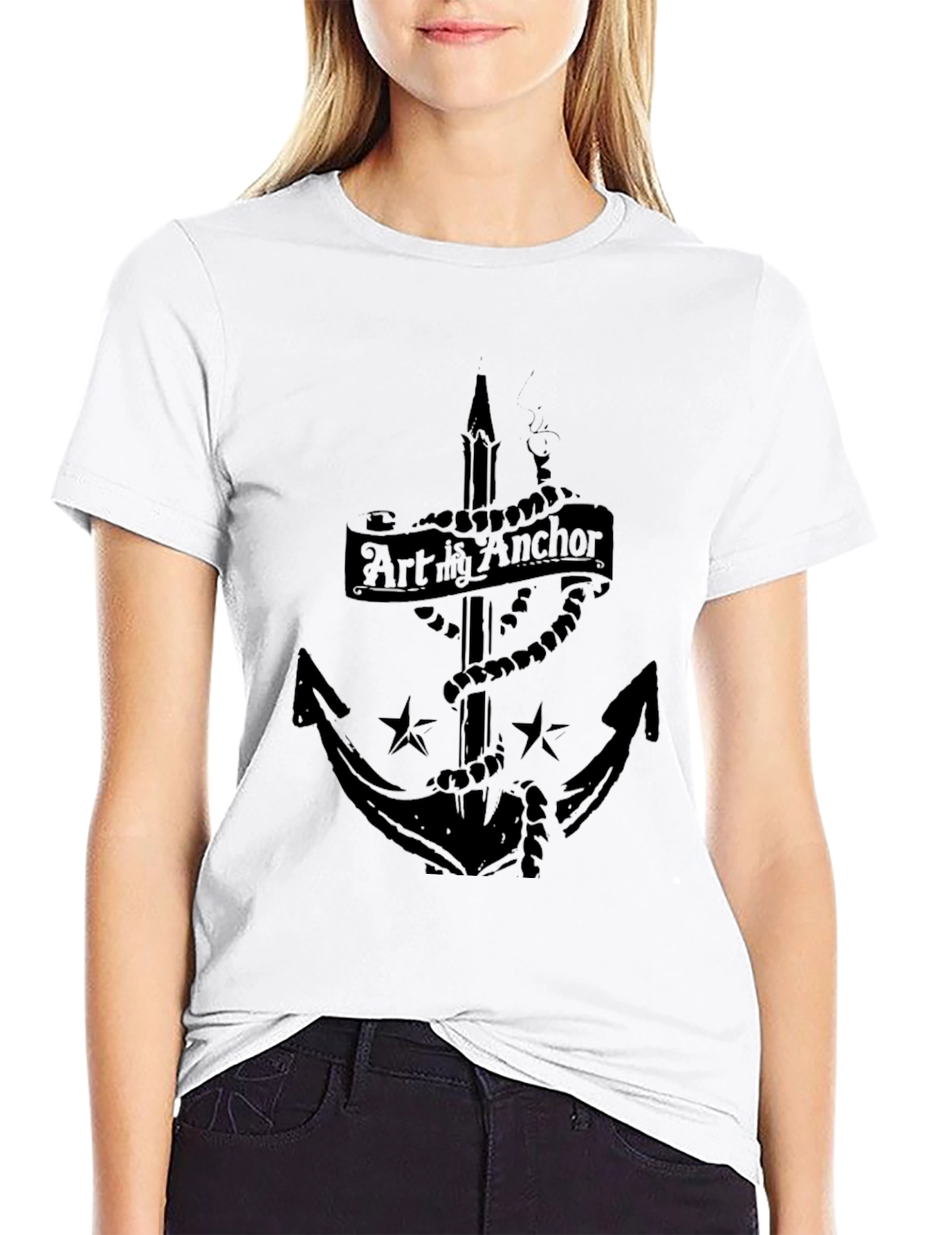 Black Art My Anchor Black Graphic Tee view 9