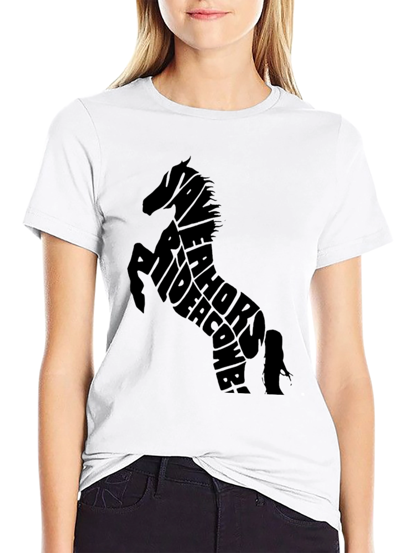 Black Horse Typography Black T-Shirt view 9