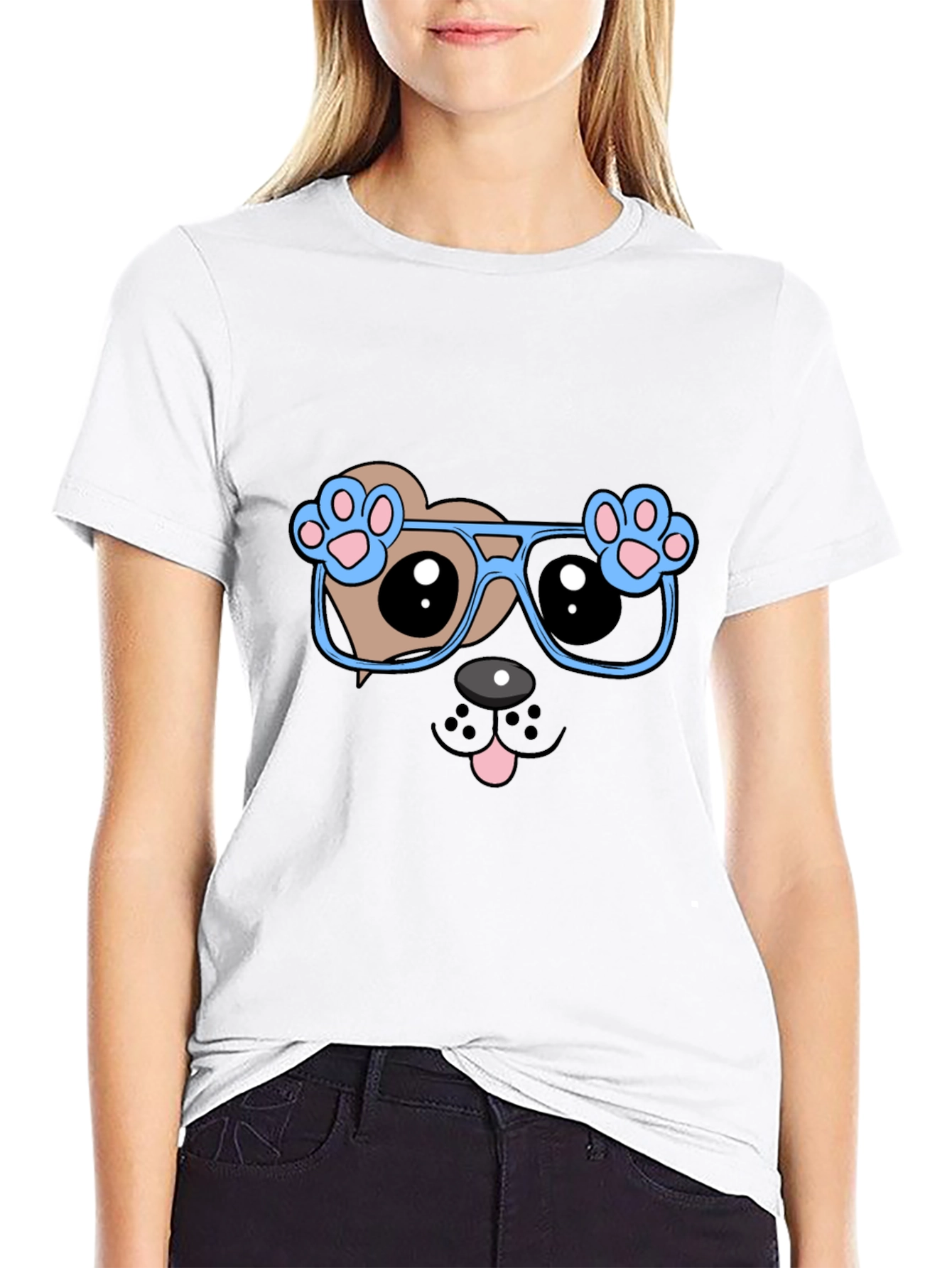 Black Cool Dog with Glasses Graphic Tee view 9
