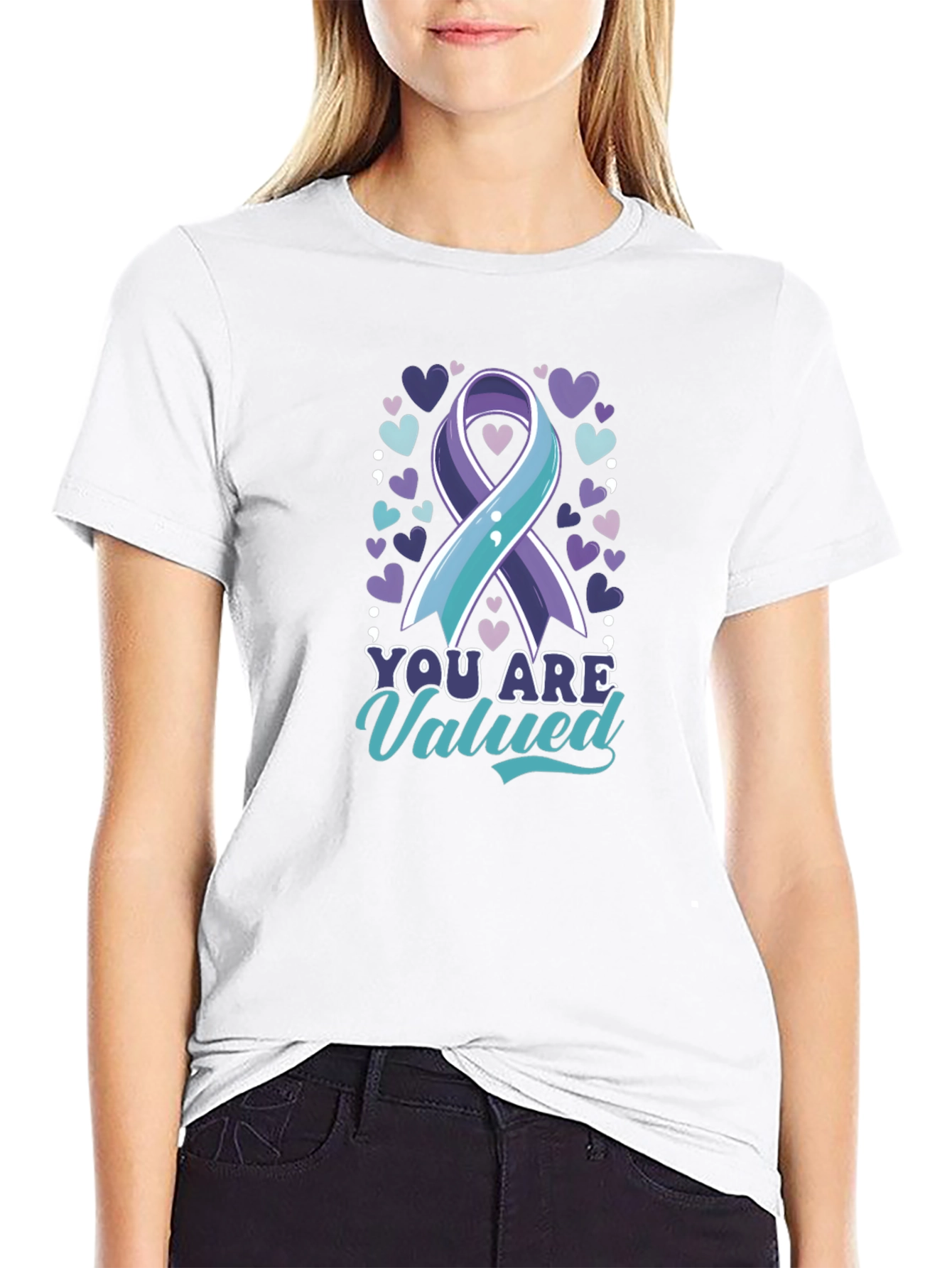 Black You Are Valued Suicide Prevention Awareness T-Shirt view 9