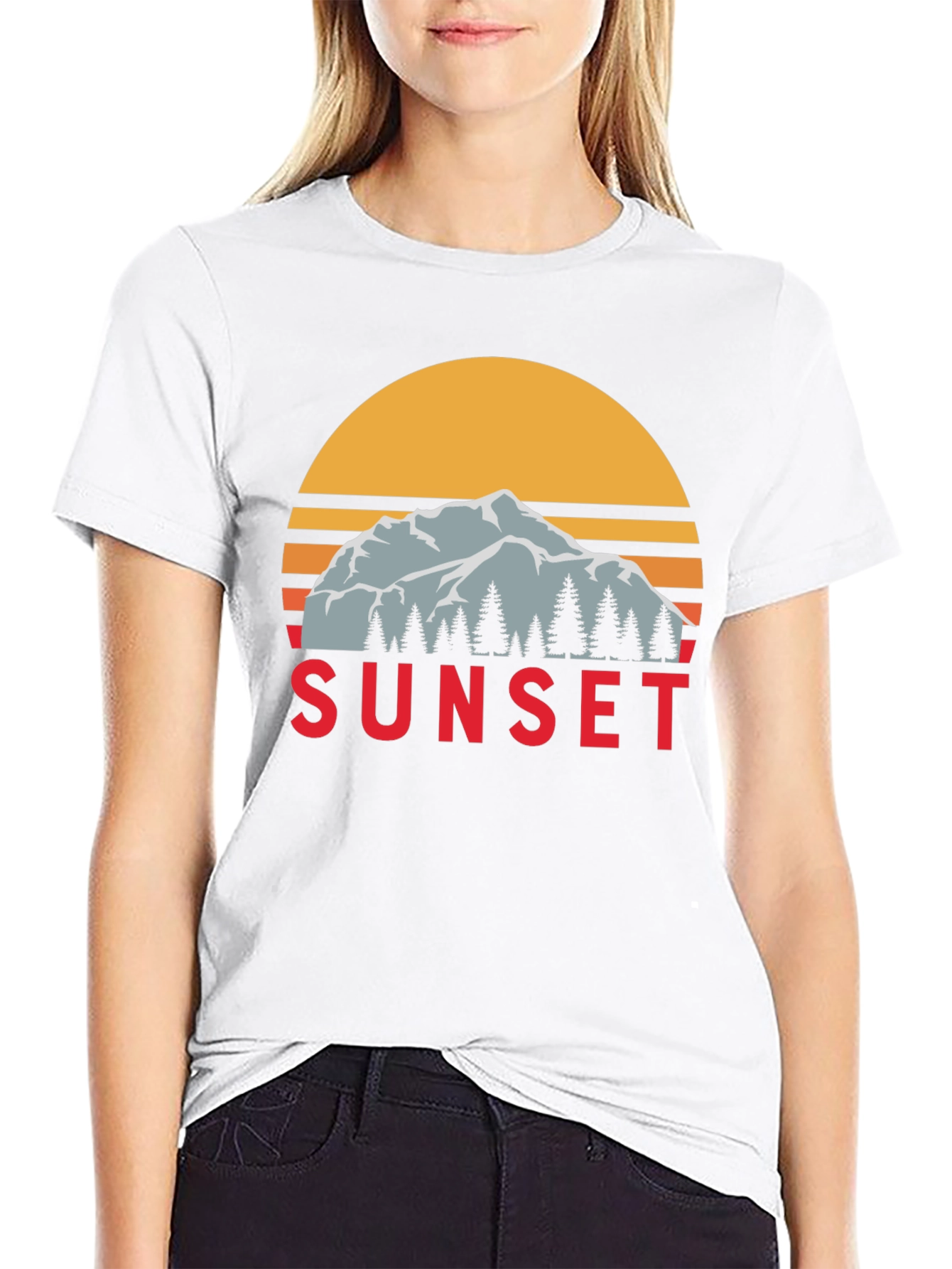 Black Sunset Mountain Graphic Tee - Retro Style view 9