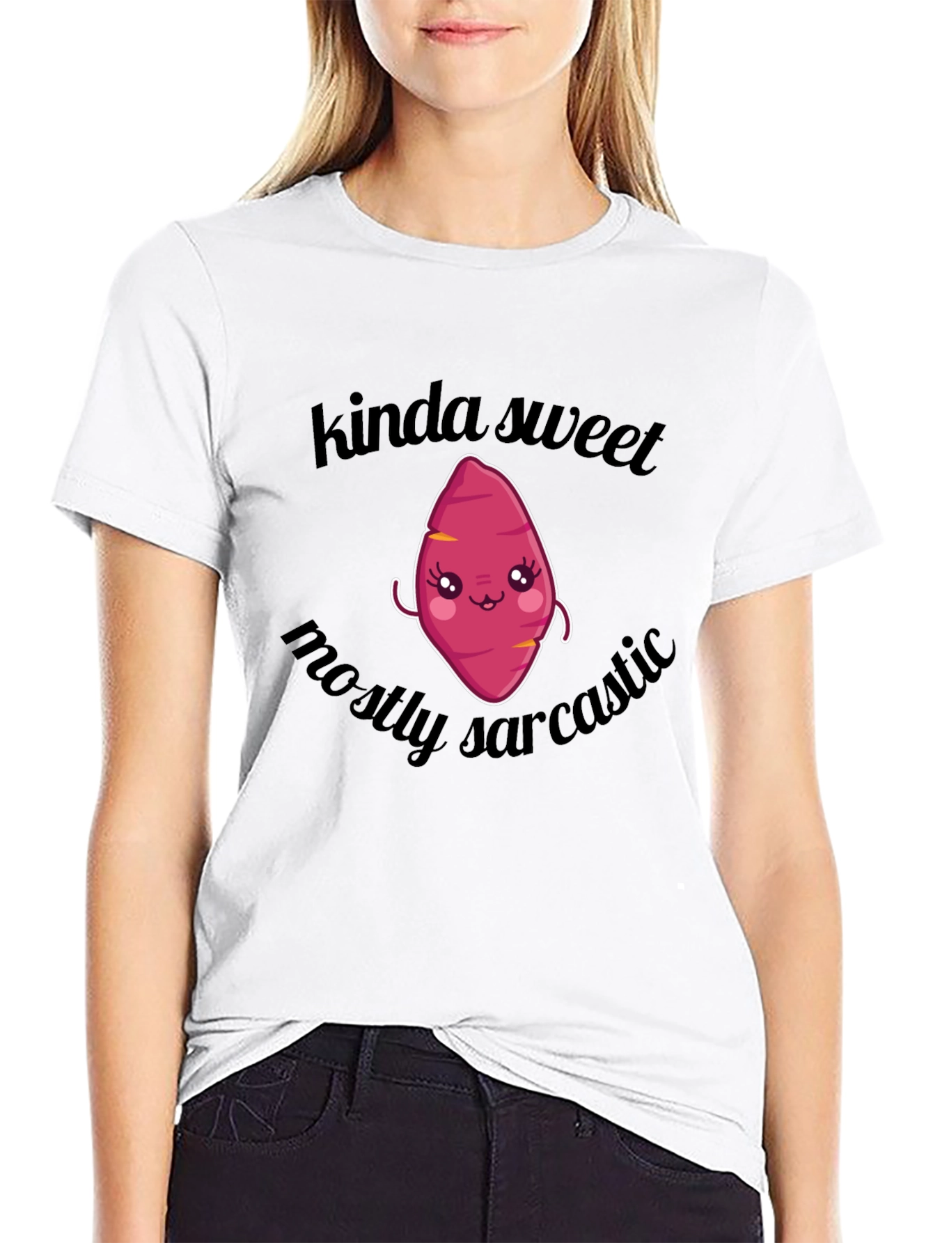 Black Kinda Sweet, Mostly Sarcastic Cute Sweet Potato T-Shirt view 9