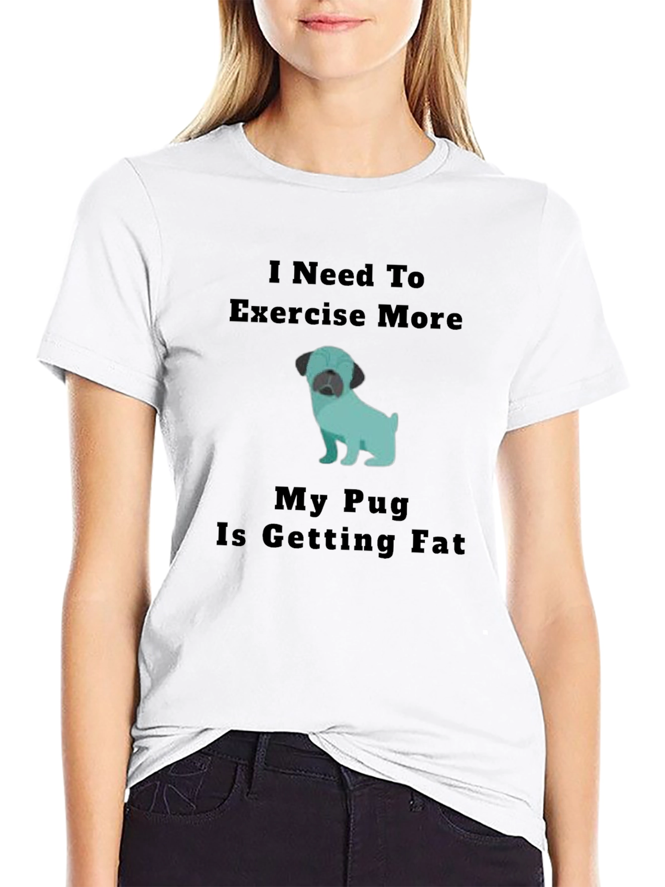 Black Pug Lover T-Shirt - Exercise More Funny Tee view 9