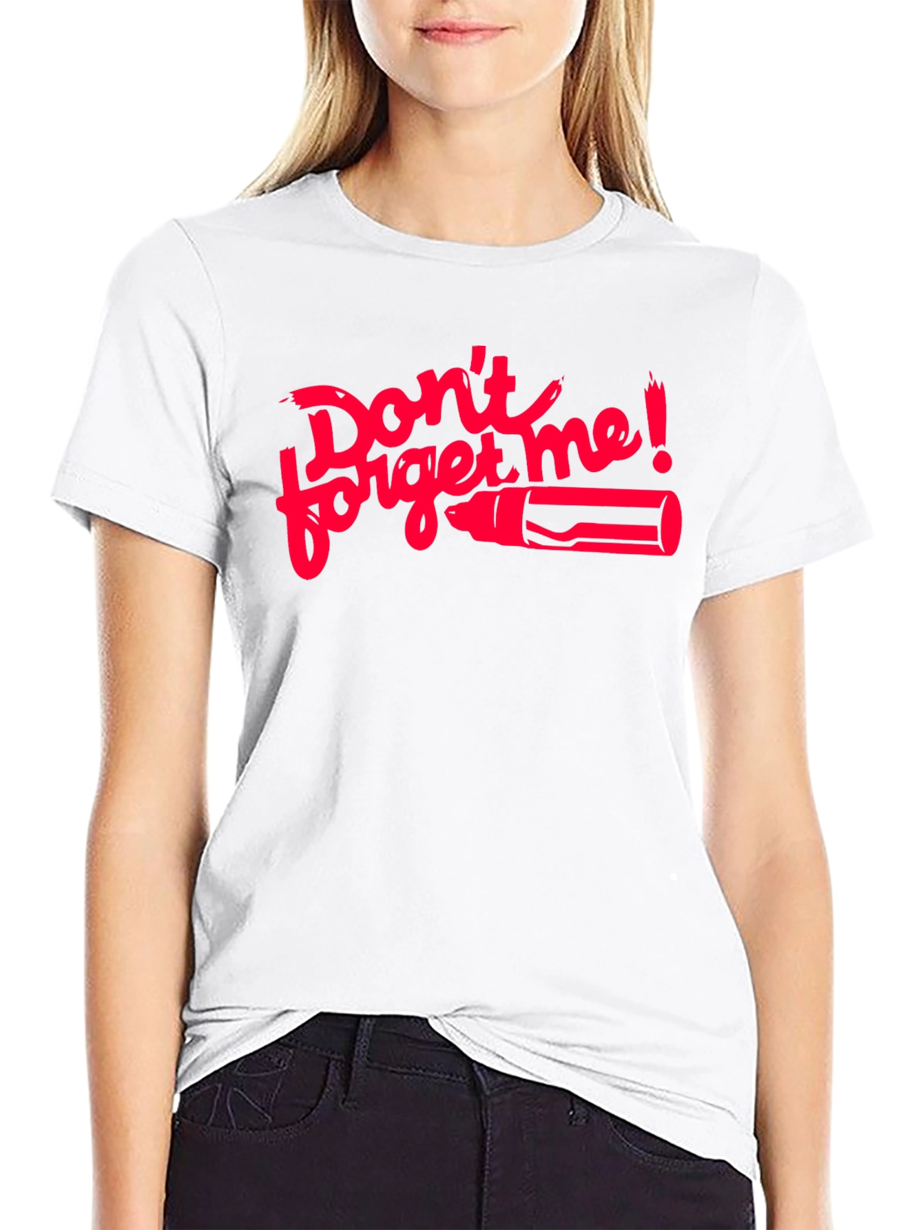Black Don't Forget Me T-Shirt - Red Graphic on Black view 9