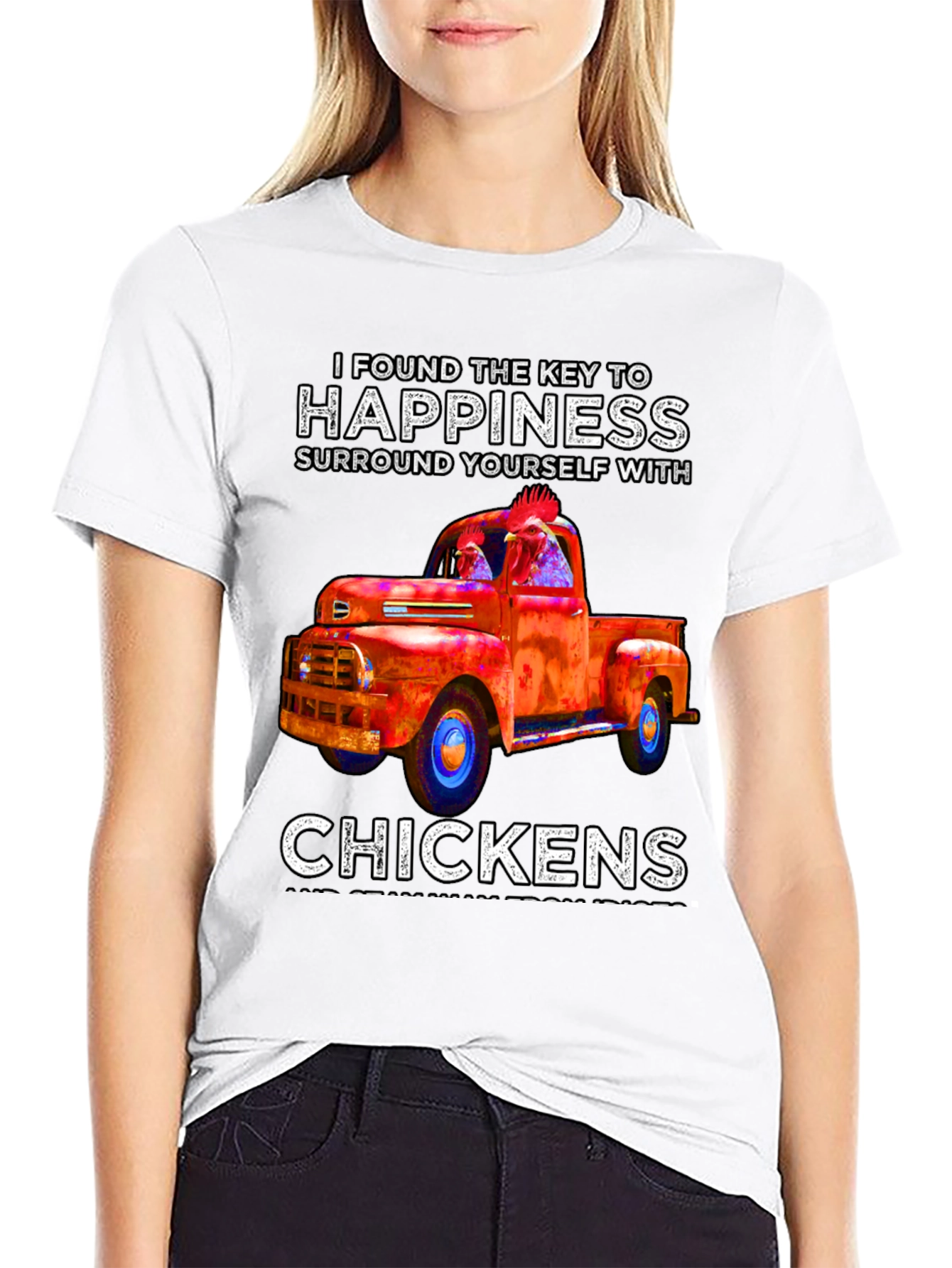 Black Happiness is Chickens Truck T-Shirt view 9