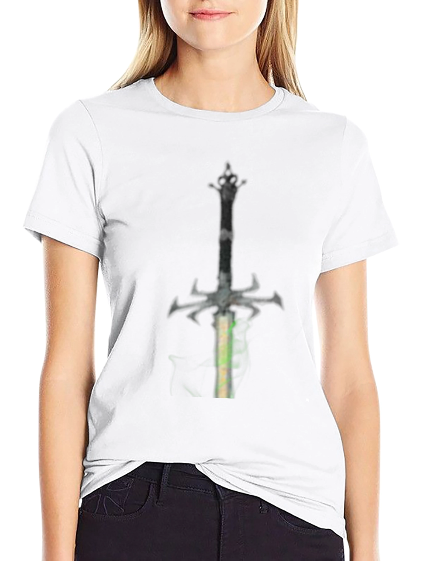 Black Fantasy Sword Graphic Tee - Black Cotton Casual Shirt view 9