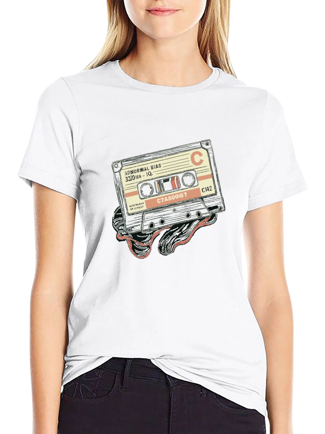 Black Retro Cassette Tape Graphic Tee - Vintage Music Lover T-Shirt view 9