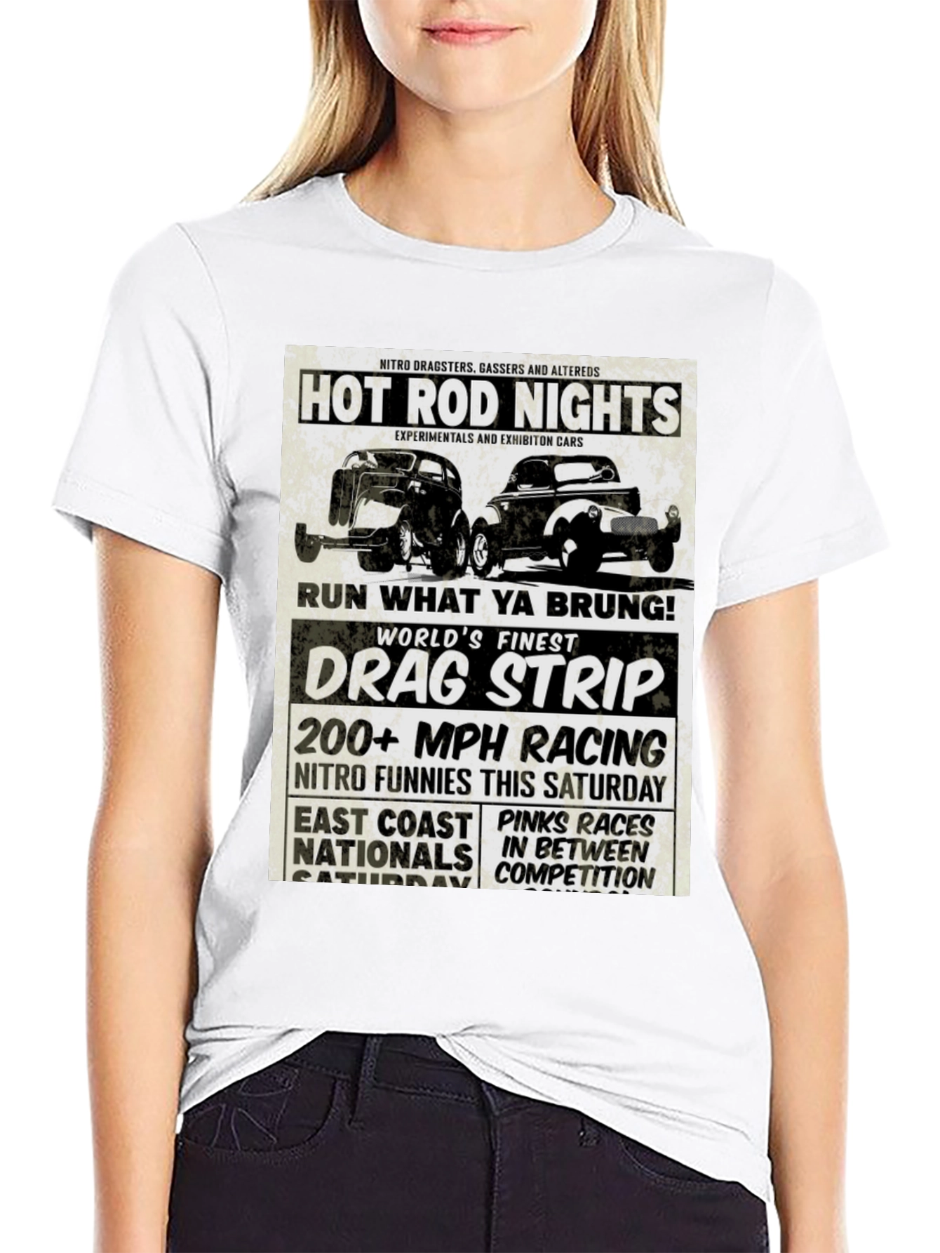 Black Hot Rod Nights Drag Racing T-Shirt view 9