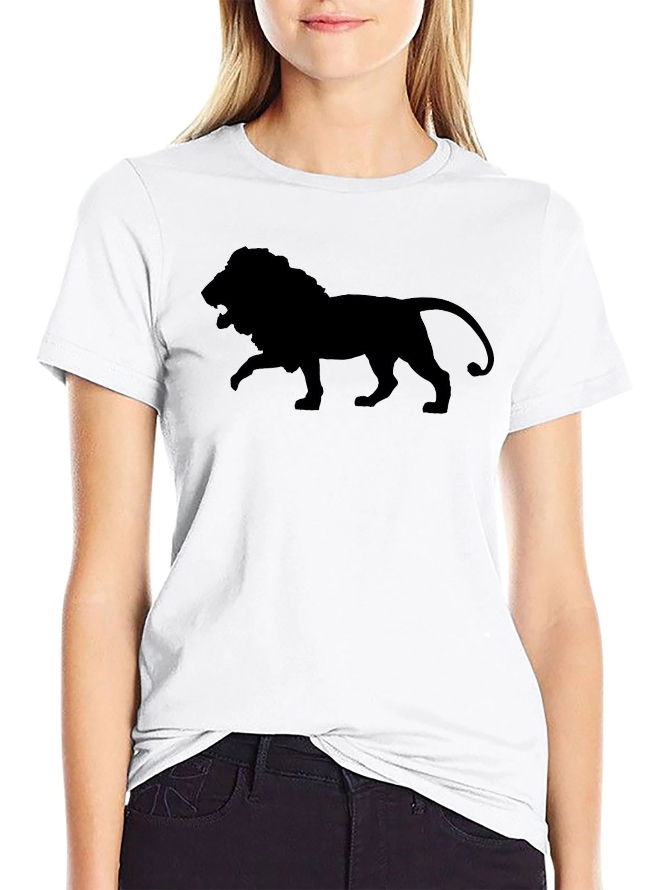 Black Lion Silhouette Black T-Shirt view 9