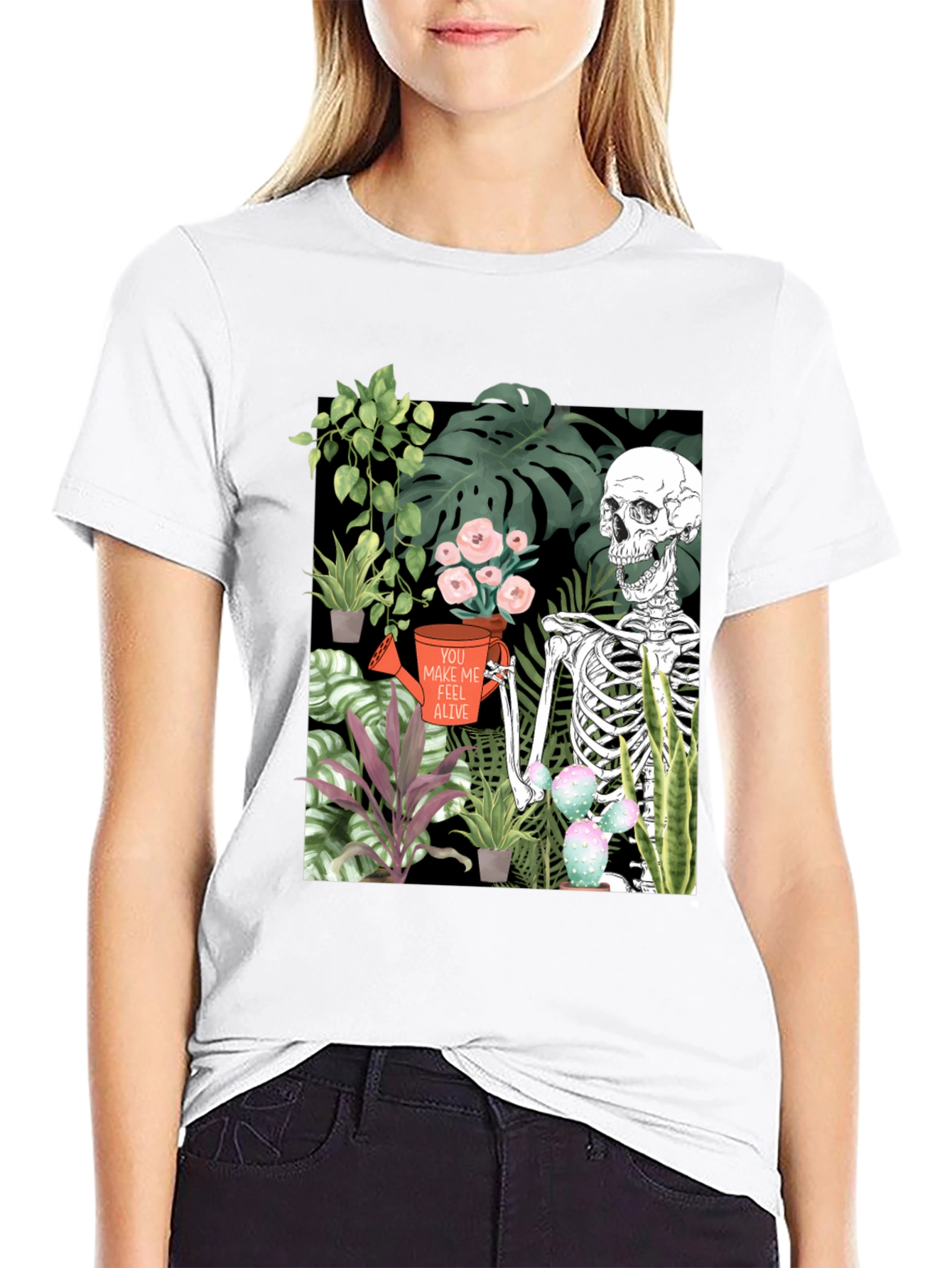 Black Skeleton Gardener Graphic Tee - Make Me Feel Alive Shirt view 9