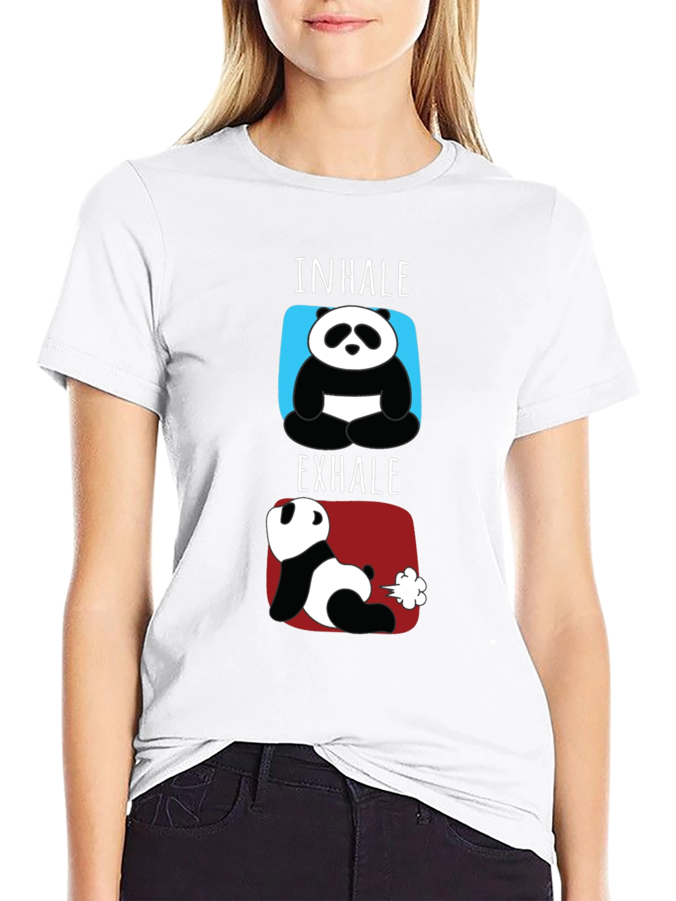 Black Inhale Exhale Funny Panda T-Shirt view 9