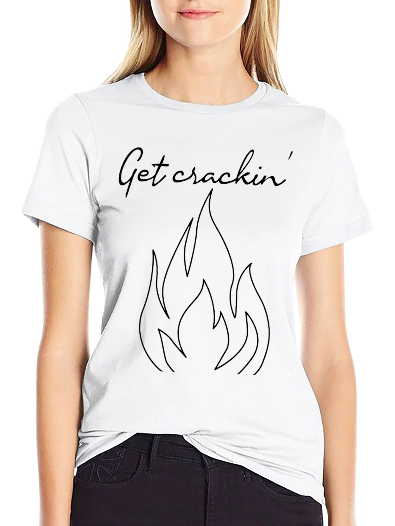 Black Get Crackin' Flame Graphic Black T-Shirt view 9