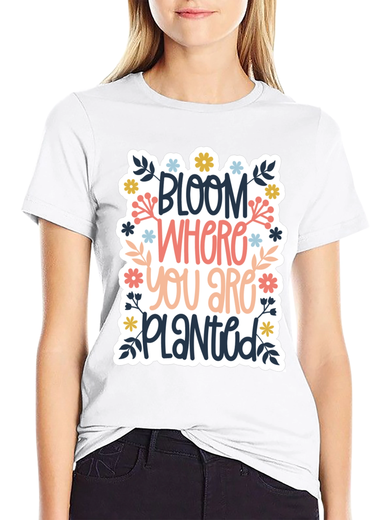 Black Bloom Where You Are Planted Graphic Tee view 9