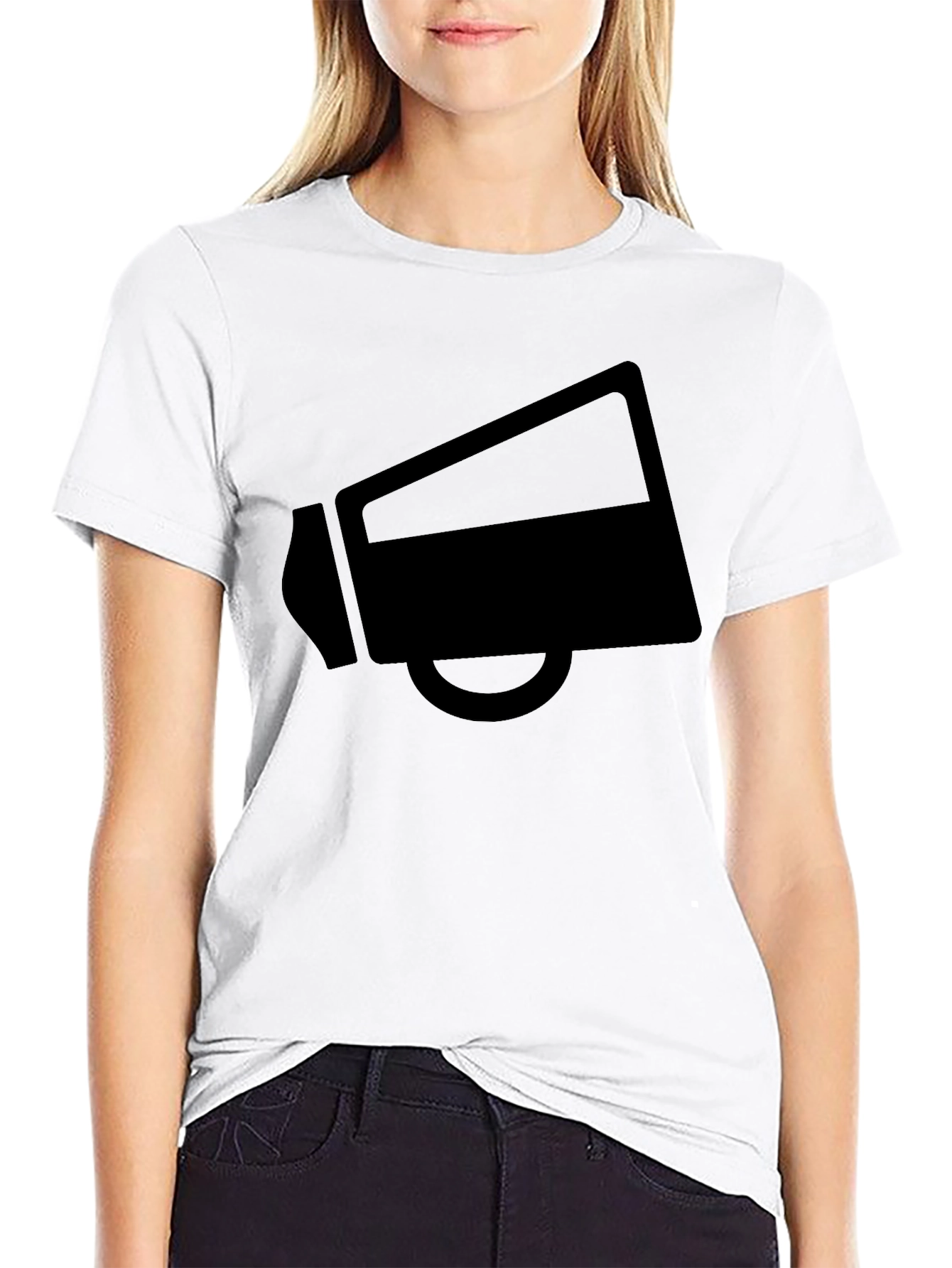 Black Black Megaphone Graphic T-Shirt Casual Wear view 9