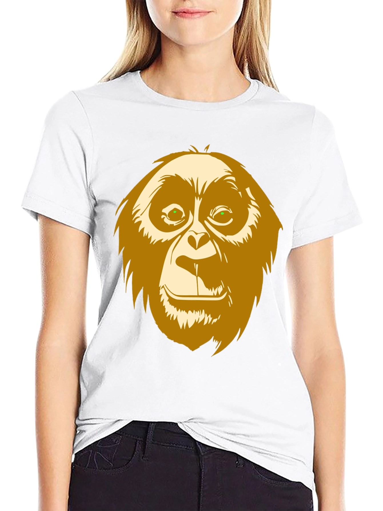 Black Orangutan Graphic Print Black T-Shirt view 9