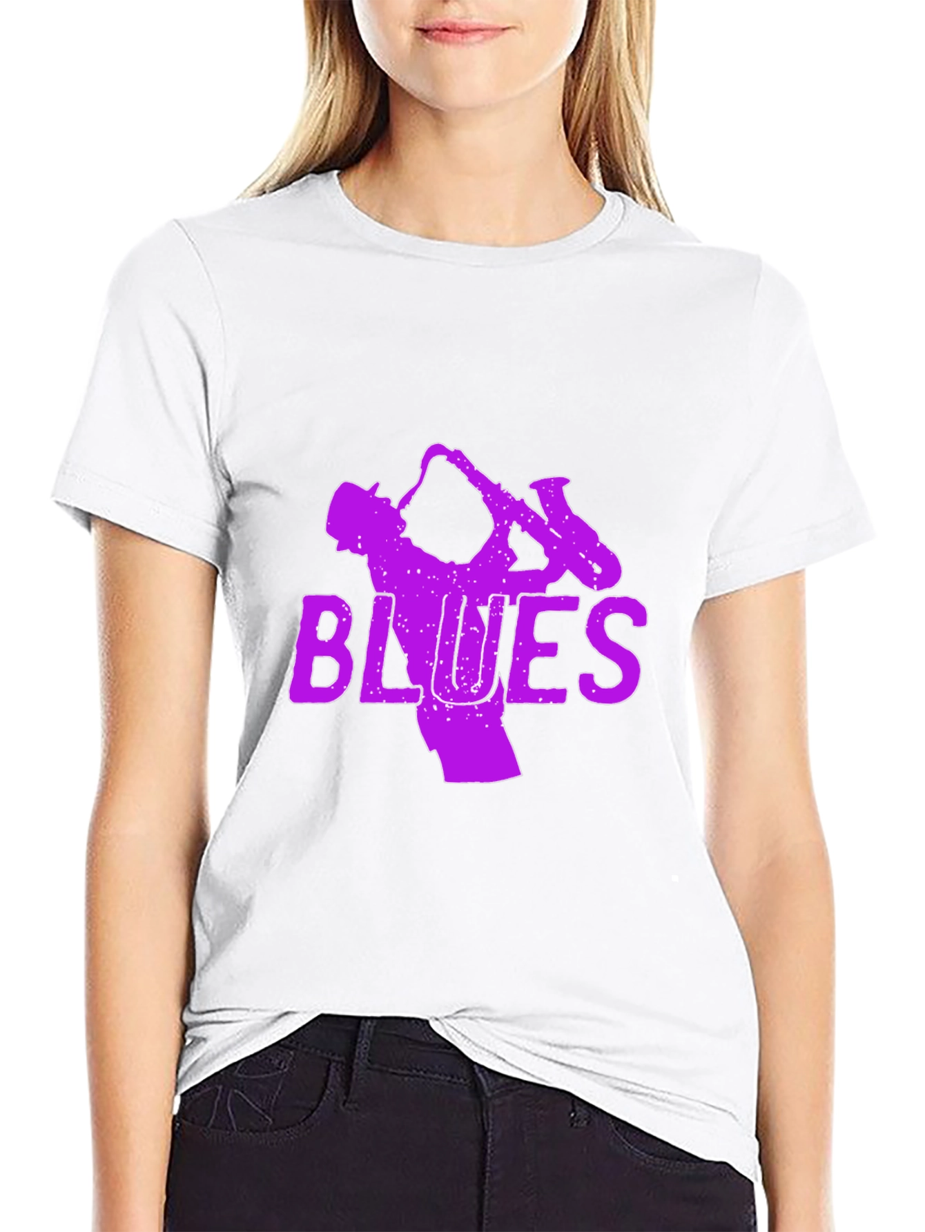 Black Blues Saxophone Graphic T-Shirt - Black view 9
