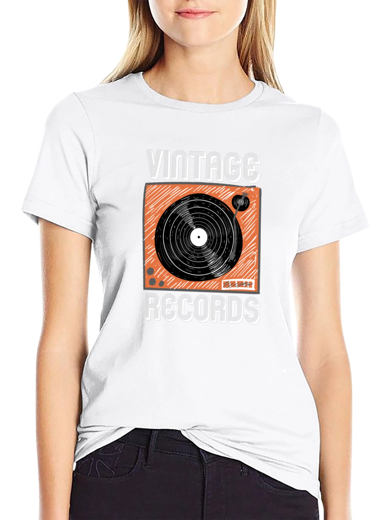 Black Vintage Records Graphic T-Shirt - Classic Retro Style view 9