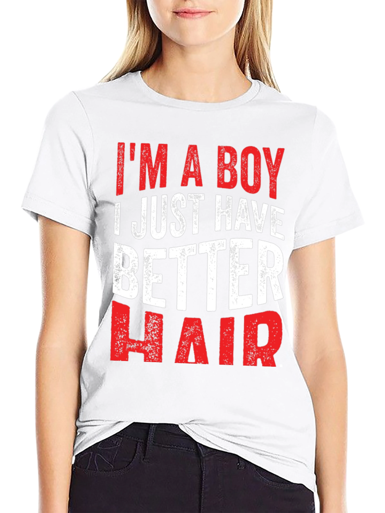 Black Funny 'I'm a Boy, I Just Have Better Hair' T-Shirt view 9