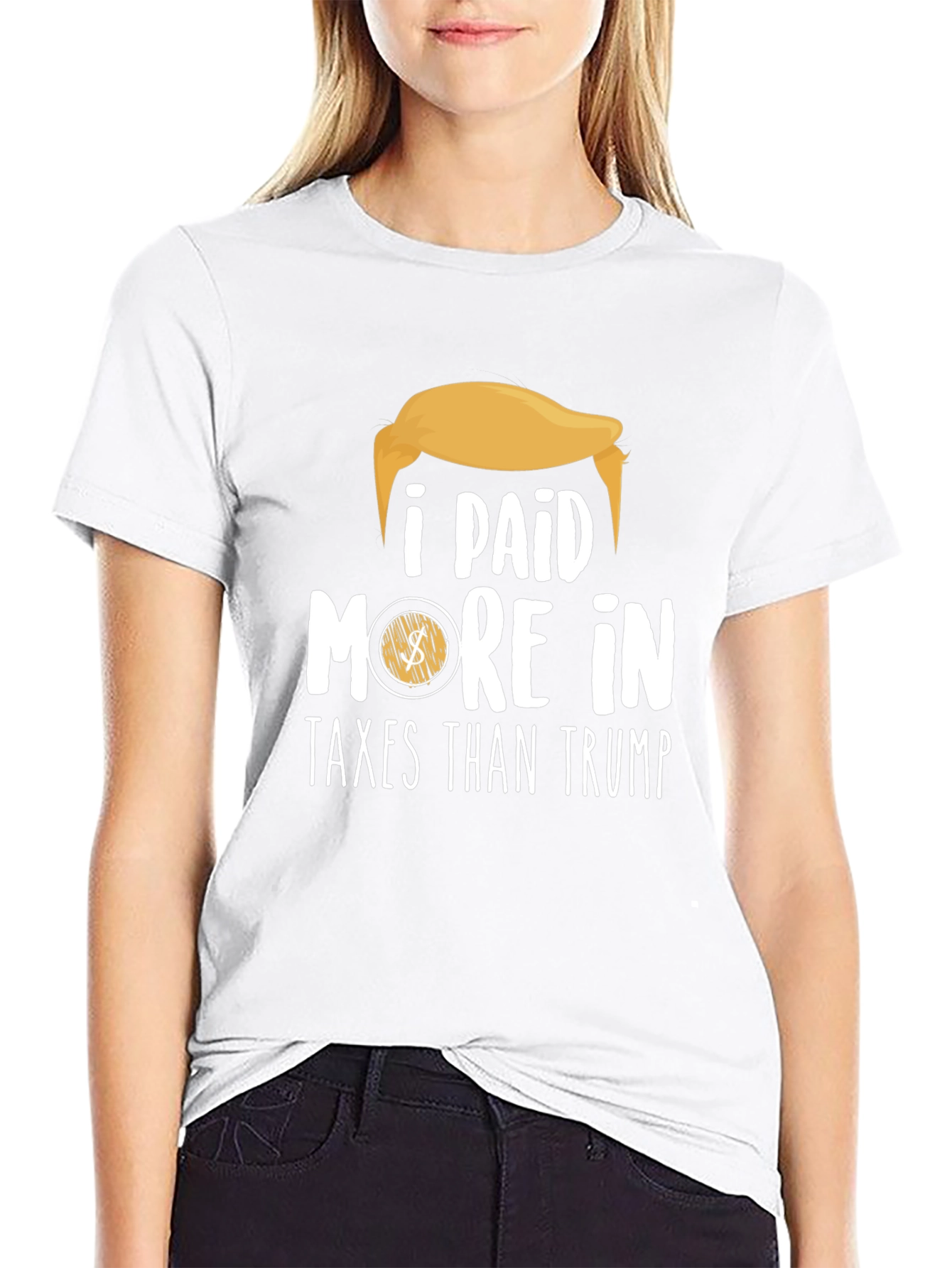 Black I Paid More in Taxes Than Trump Graphic Tee view 9