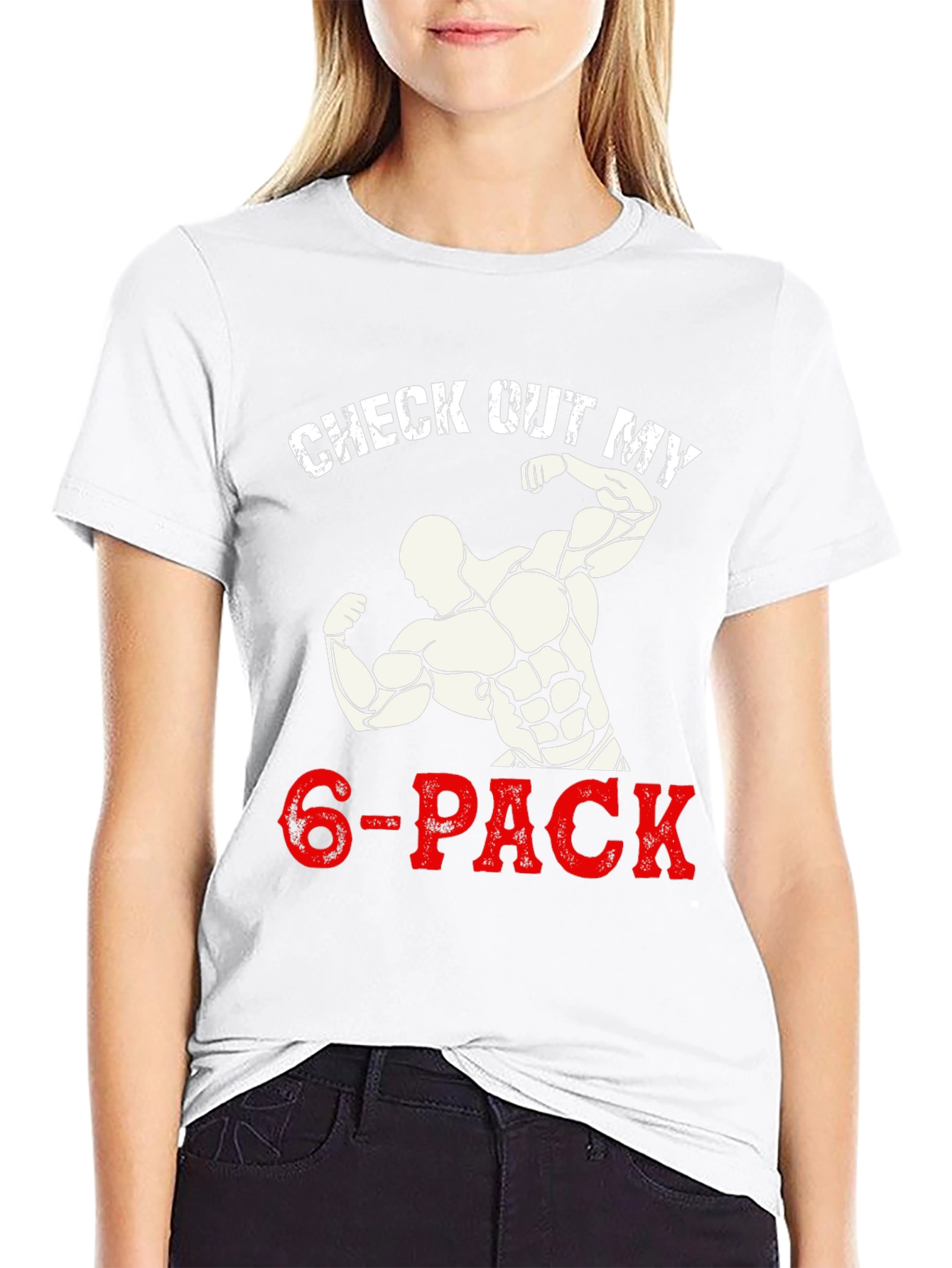Black Check Out My 6-Pack Funny Gym Workout T-Shirt view 9