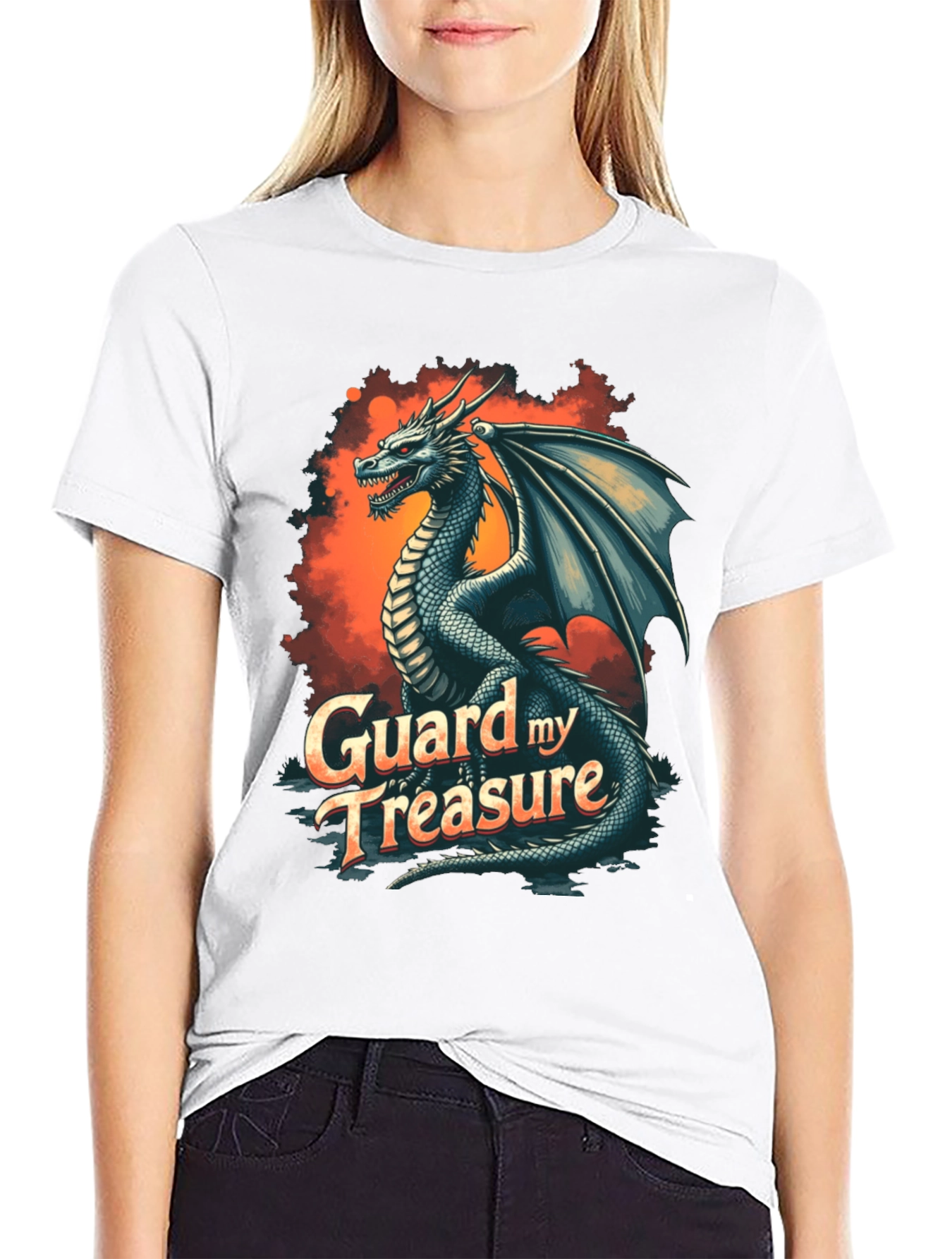 Black Dragon Guard My Treasure Graphic T-Shirt view 9