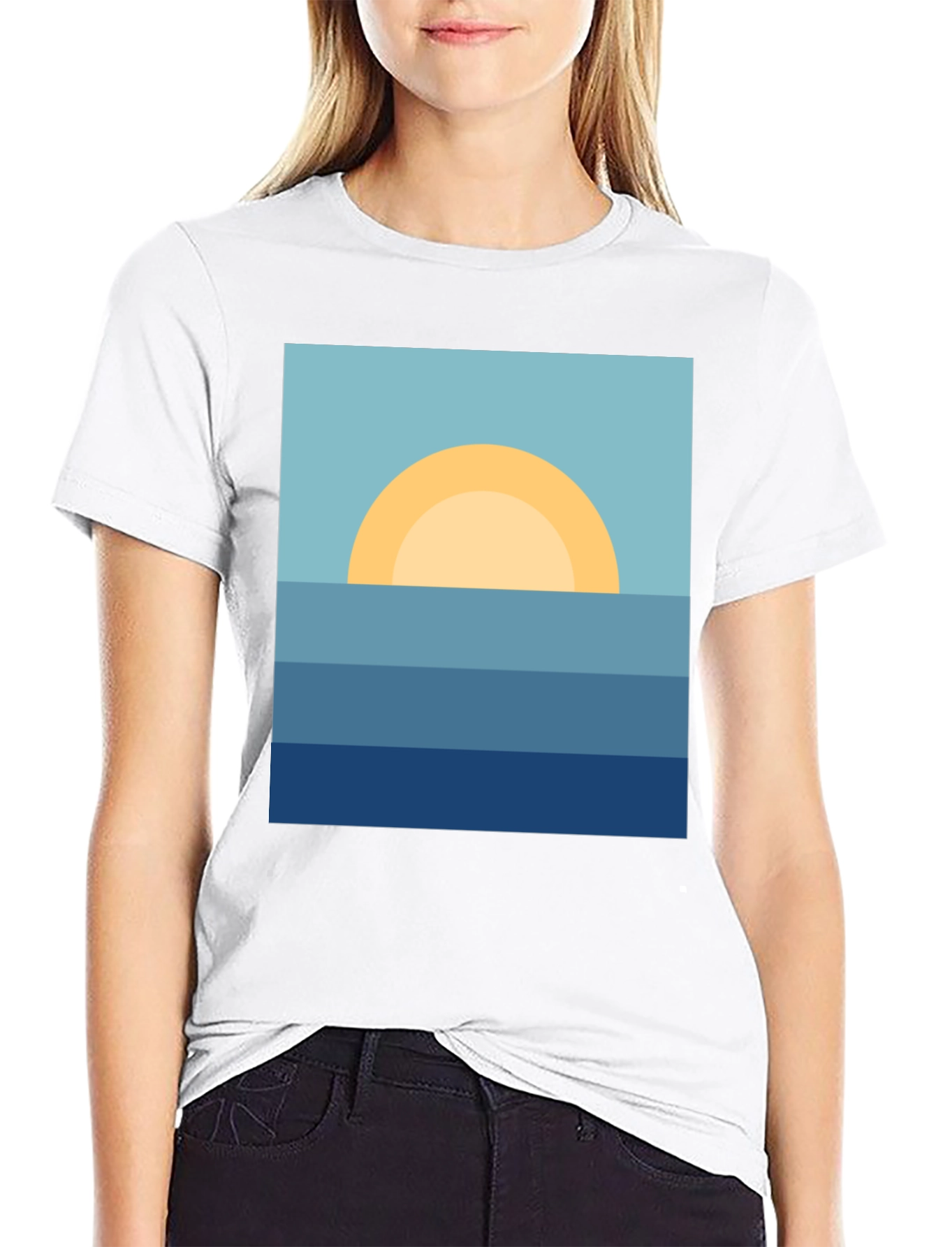 Black Sunrise Ocean Graphic Tee - Stylish & Relaxed Fit view 9