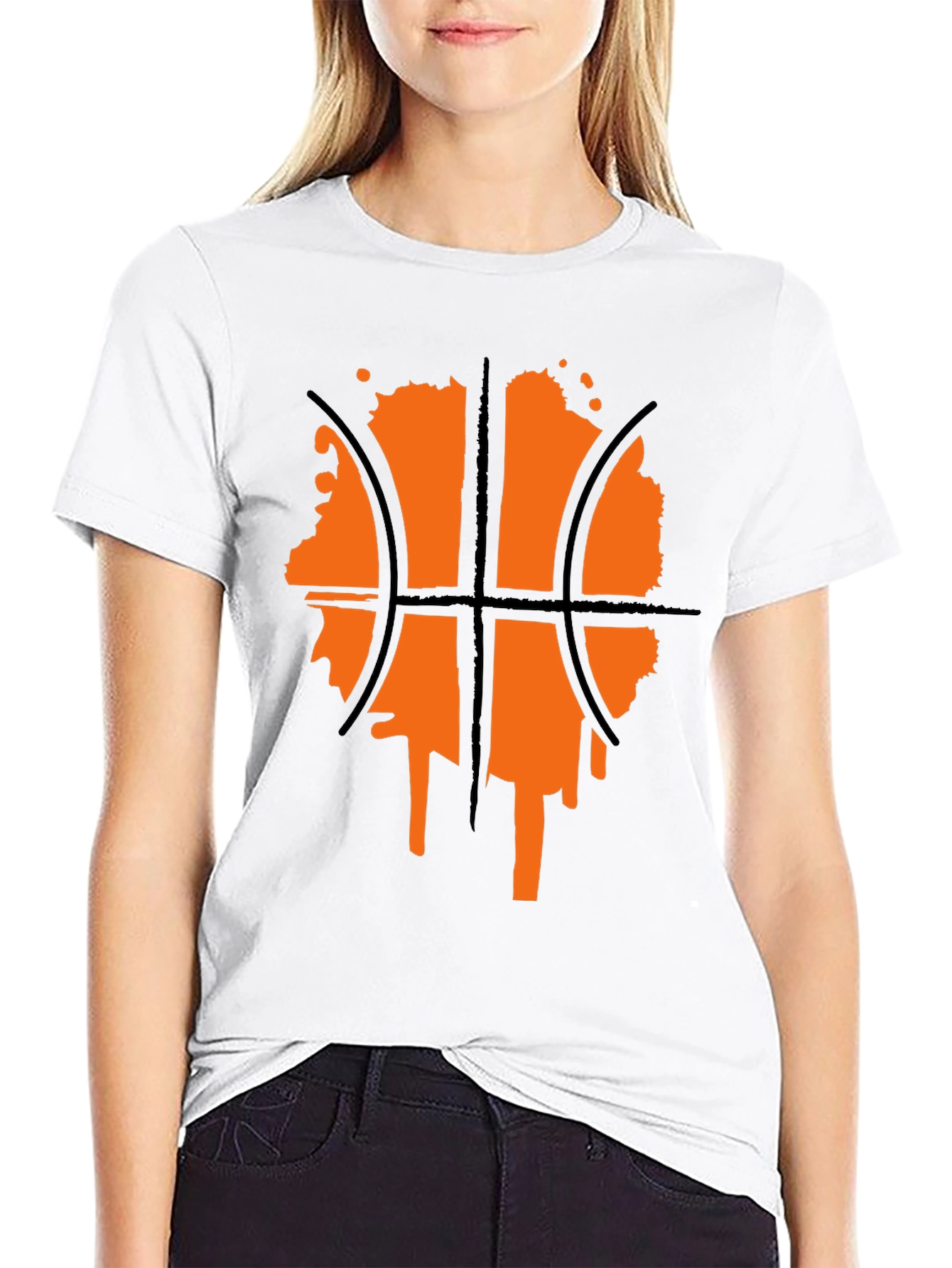 Black Basketball Graphic Tee - Black Crew Neck Shirt view 9