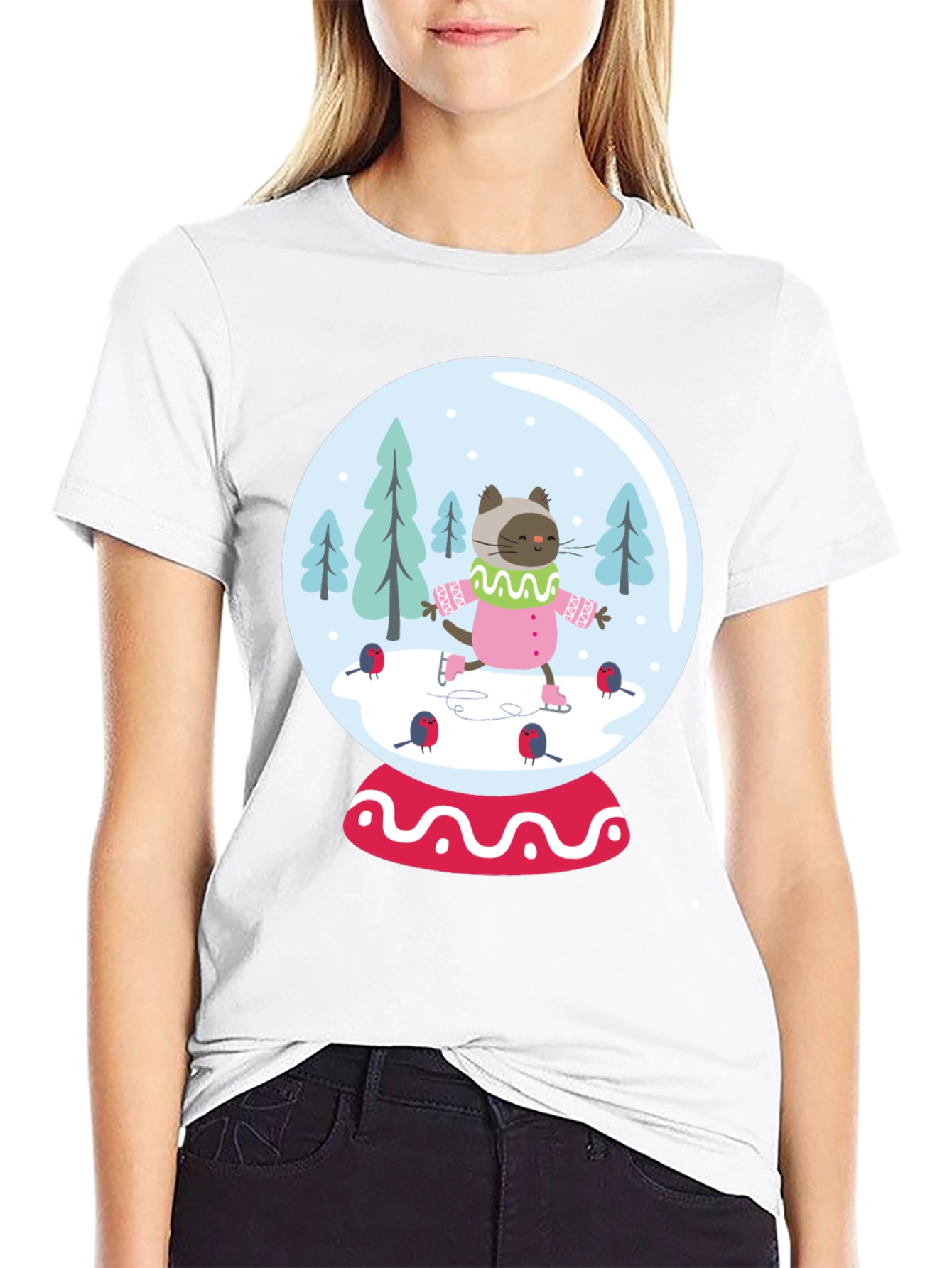 Black Cat Snow Globe Graphic Tee - Black Cotton Blend view 9