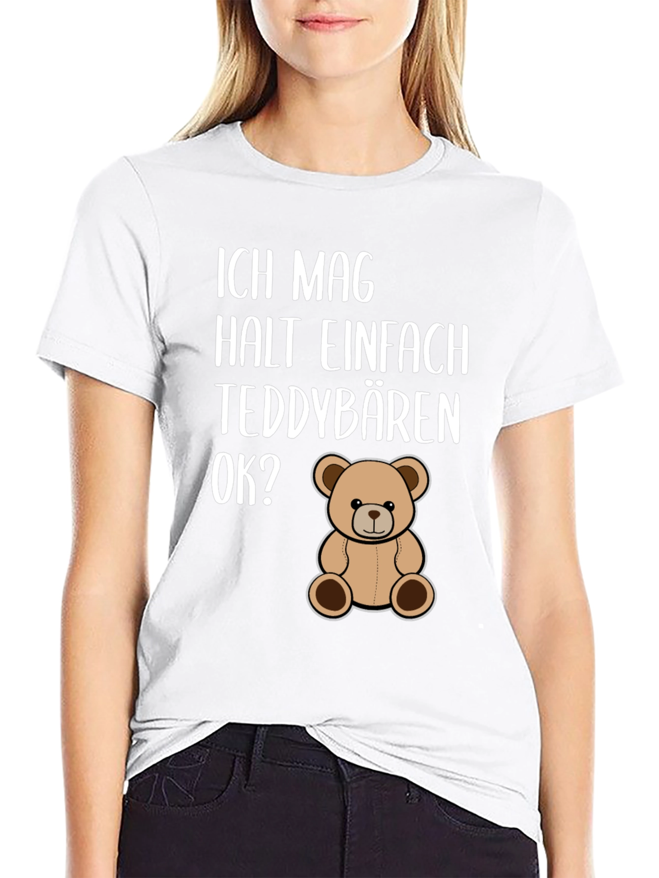 Black I Just Really Like Teddy Bears OK? T-Shirt view 9
