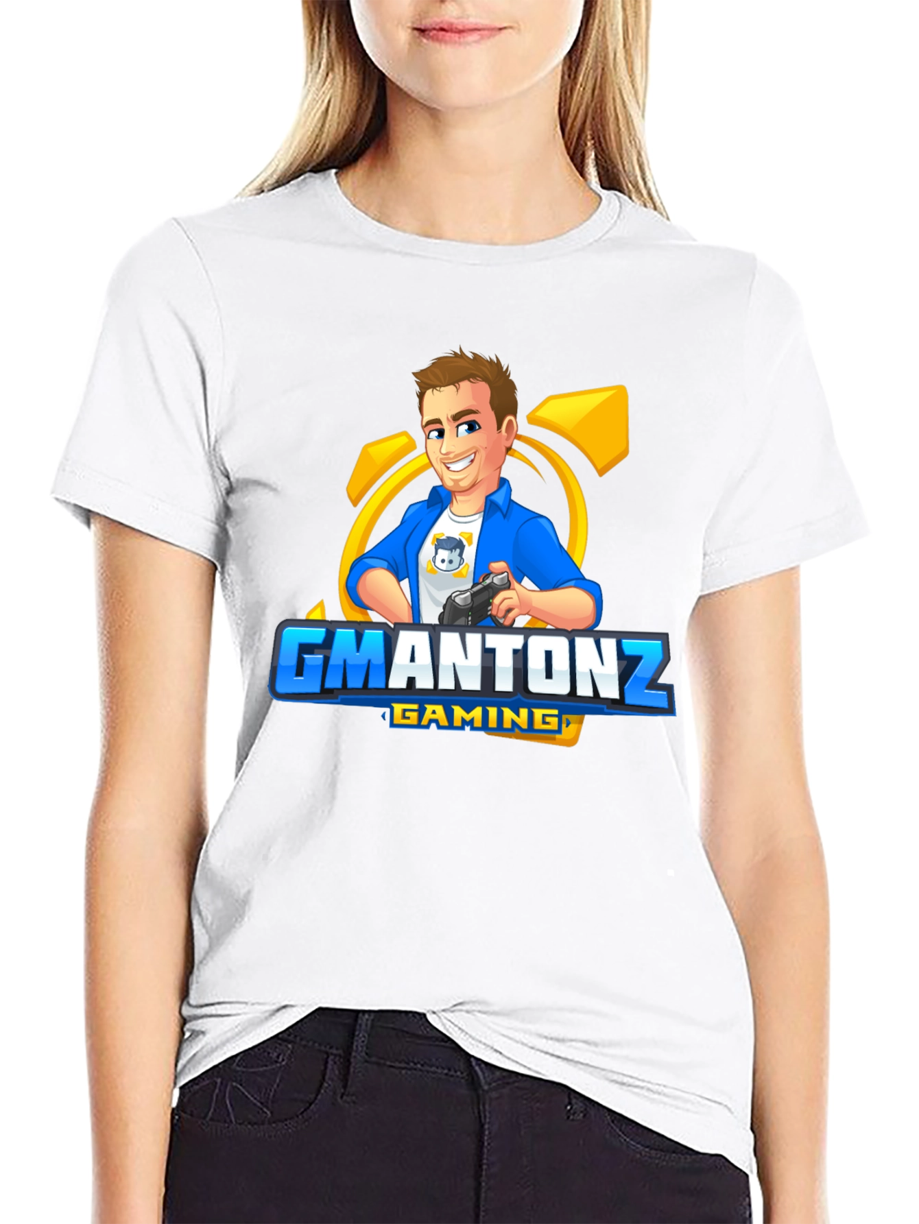 Black GMANTONZ Gaming Black T-Shirt view 9
