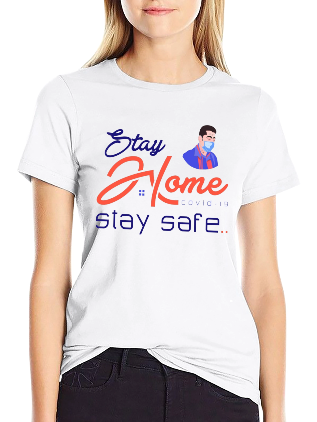 Black Stay Home Stay Safe T-Shirt view 9