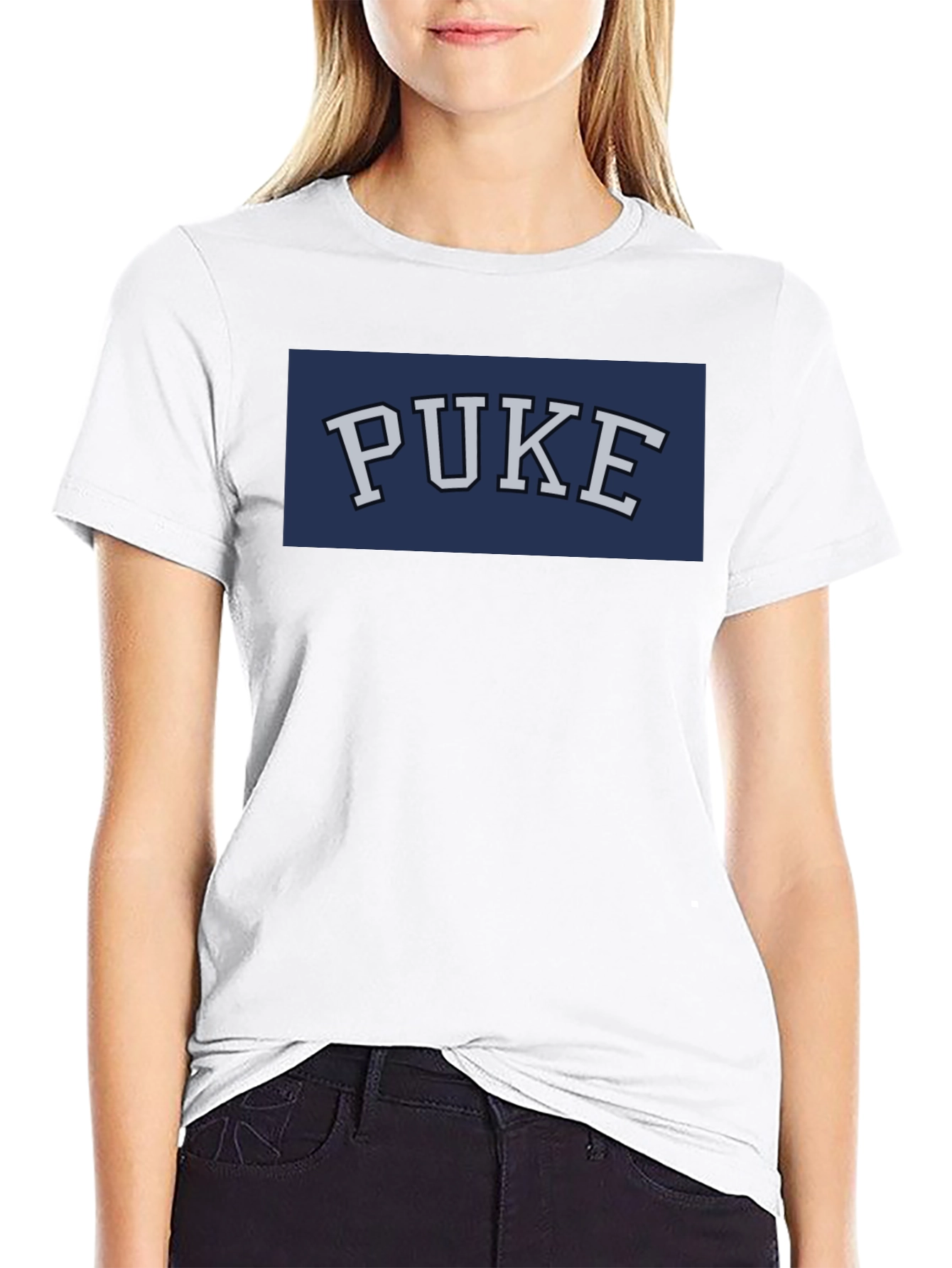 Black PUKE Graphic Tee - Funny College Humor T-Shirt view 9