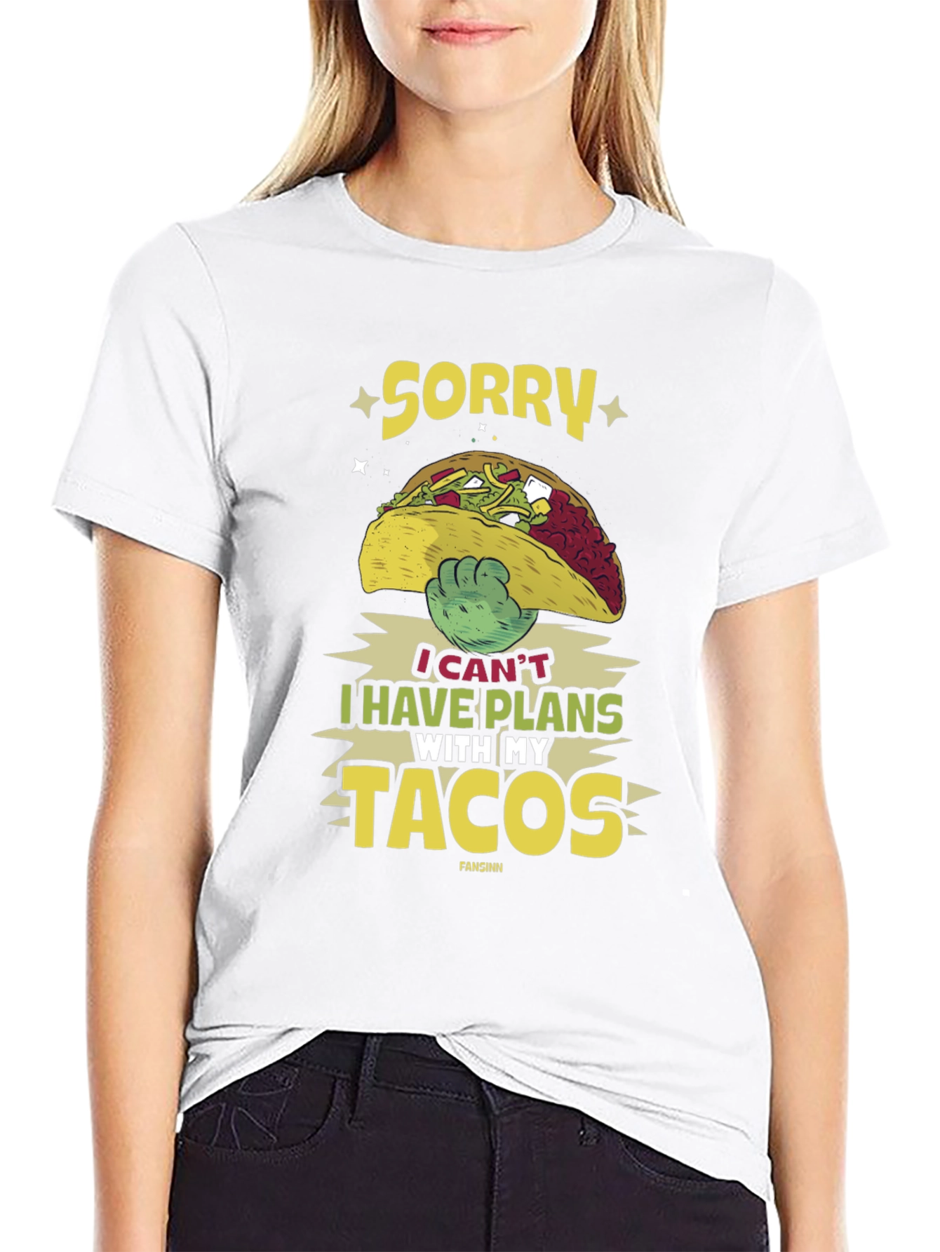 Black Sorry I Have Plans With My Tacos T-Shirt view 9