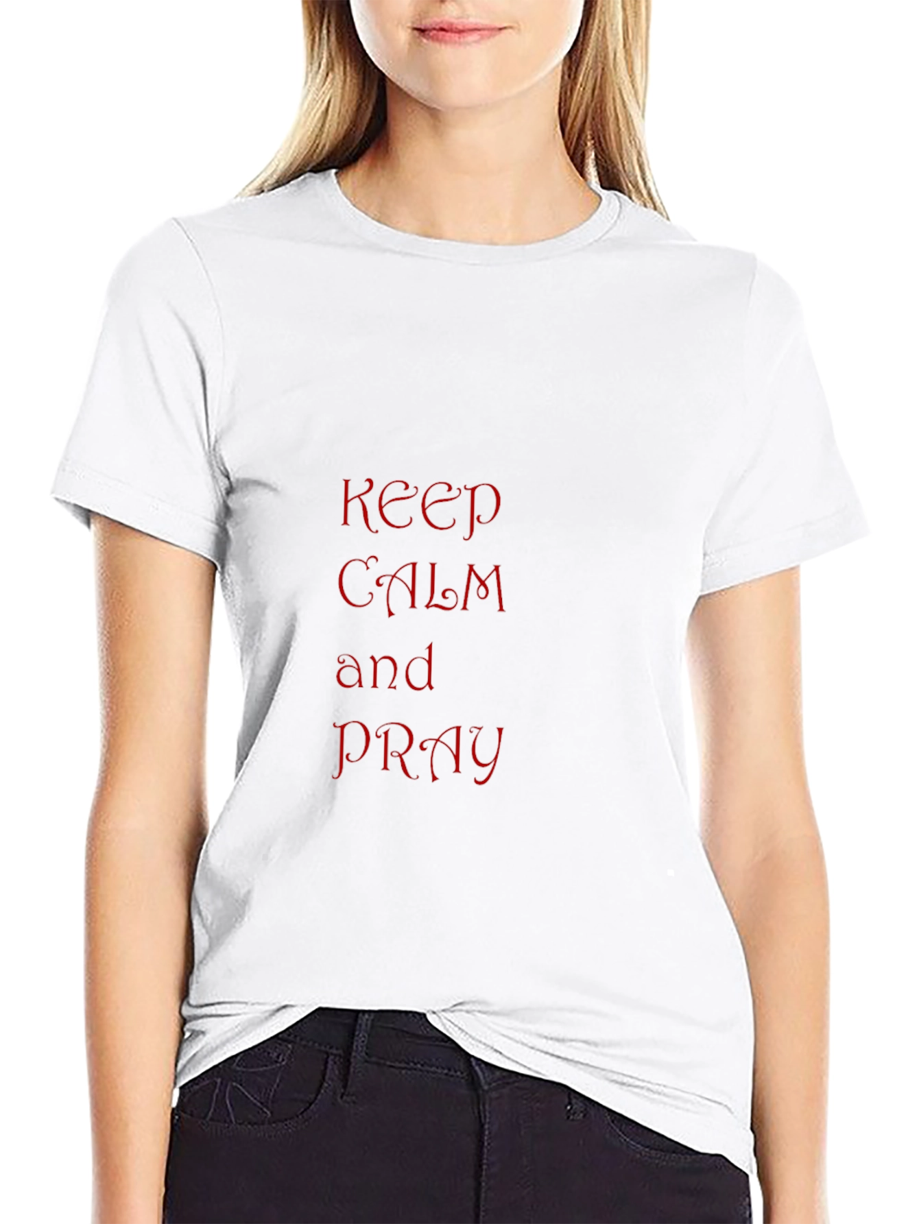 Black Keep Calm and Pray T-Shirt - Black view 9