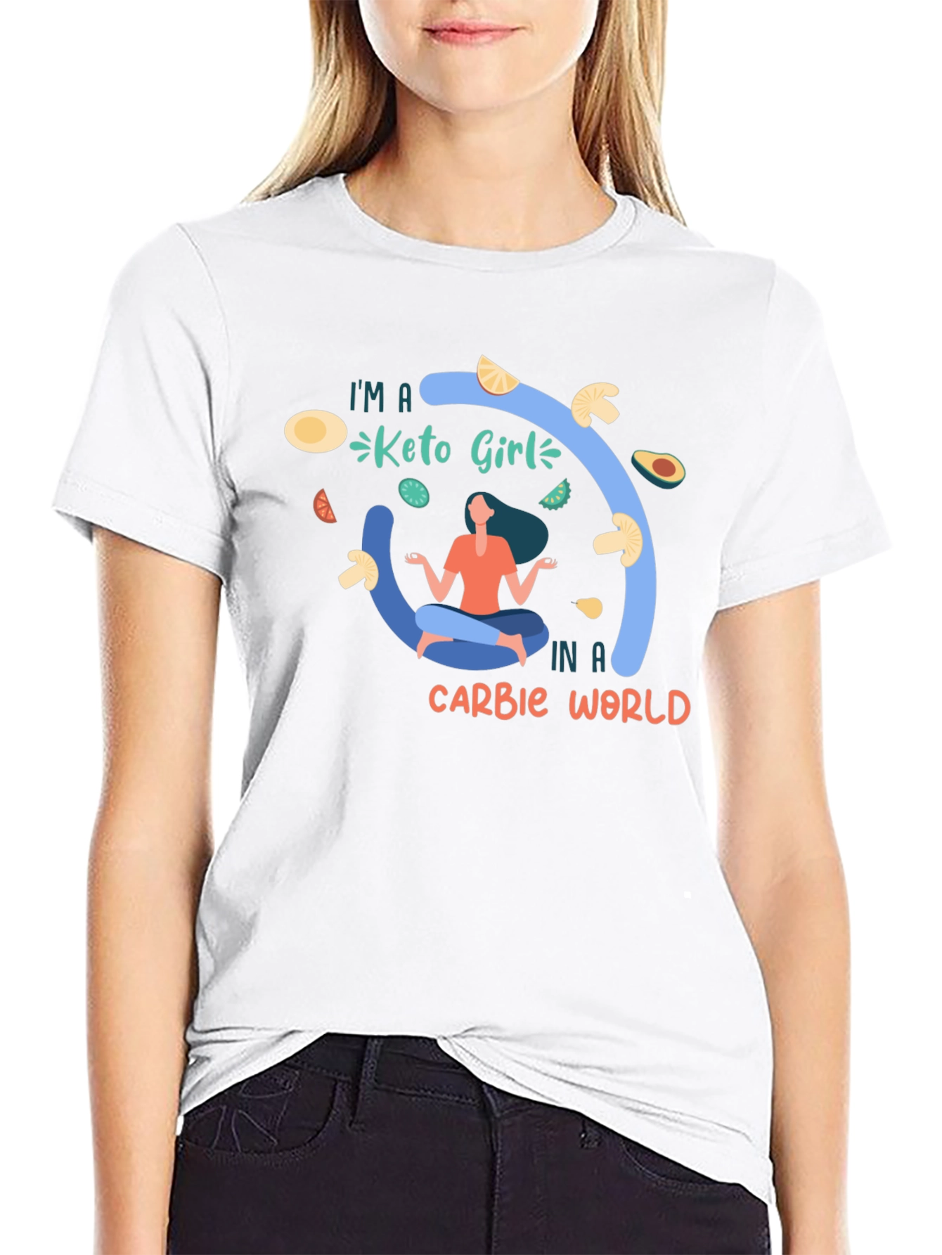 Black Keto Girl T-Shirt - Carb Conscious Design view 9