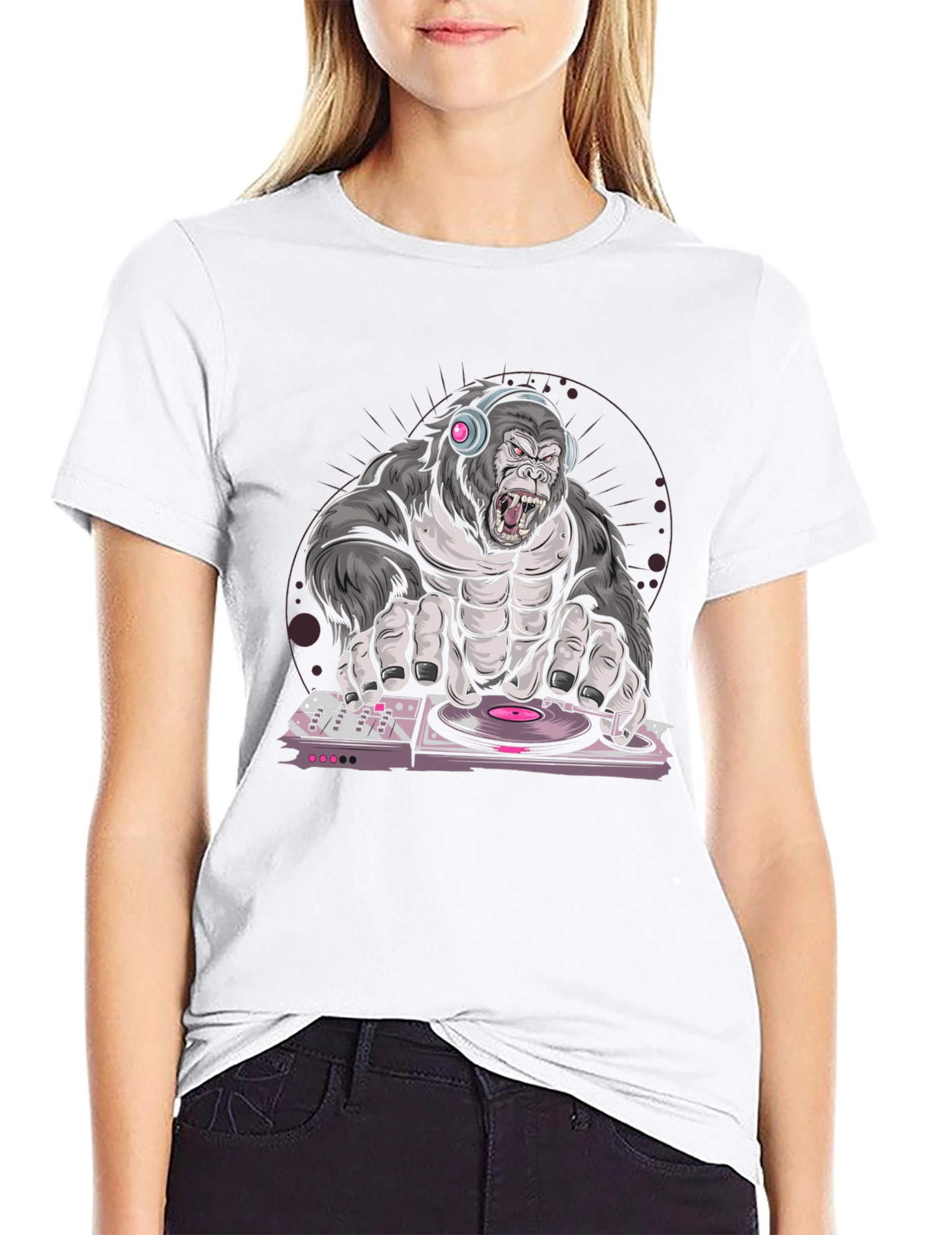 Black DJ Gorilla Graphic T-Shirt view 9