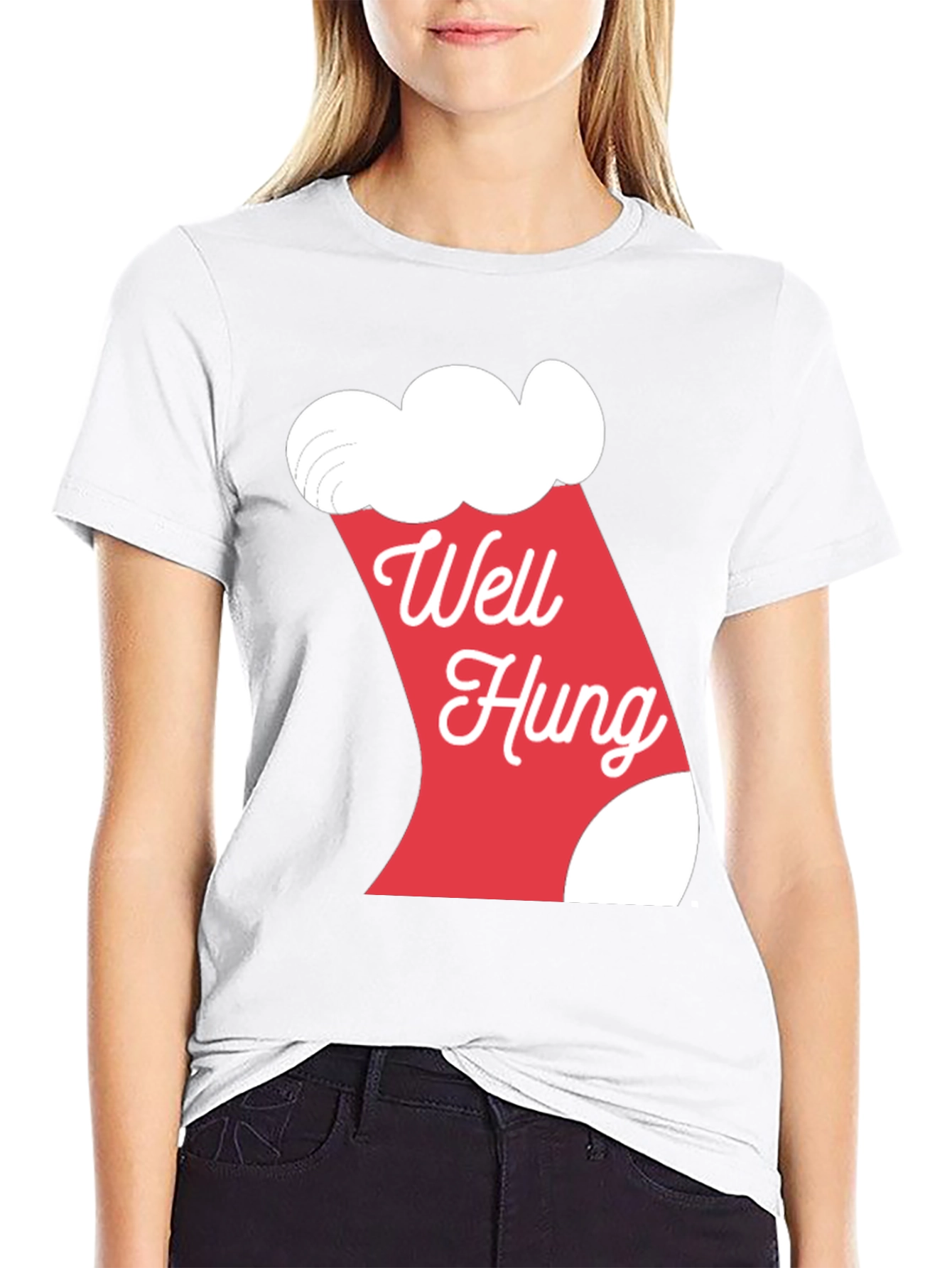 Black Well Hung Christmas Stocking Graphic T-Shirt view 9