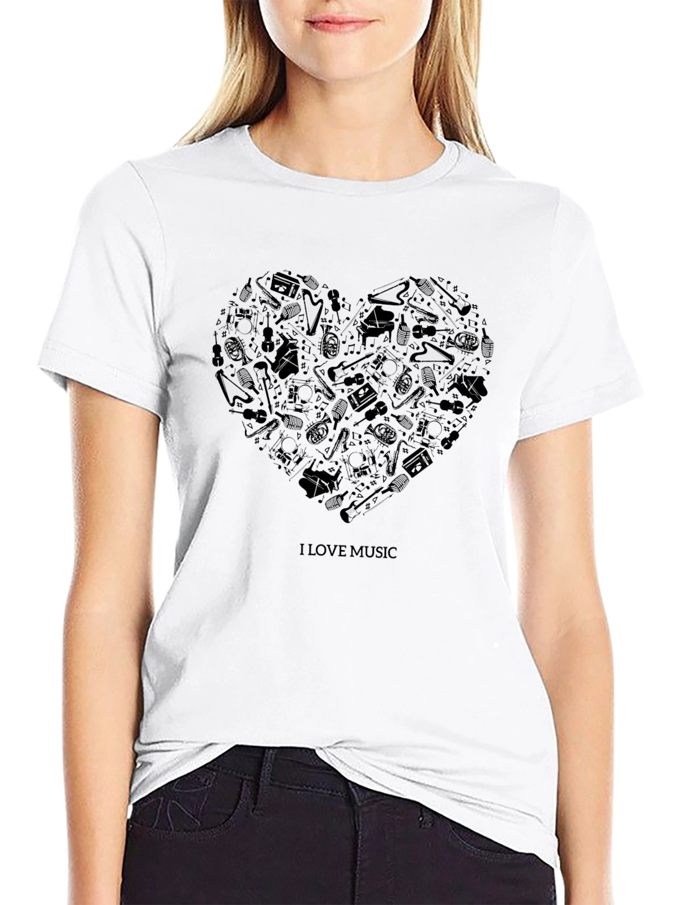 Black Music Lover's Heart T-Shirt view 9