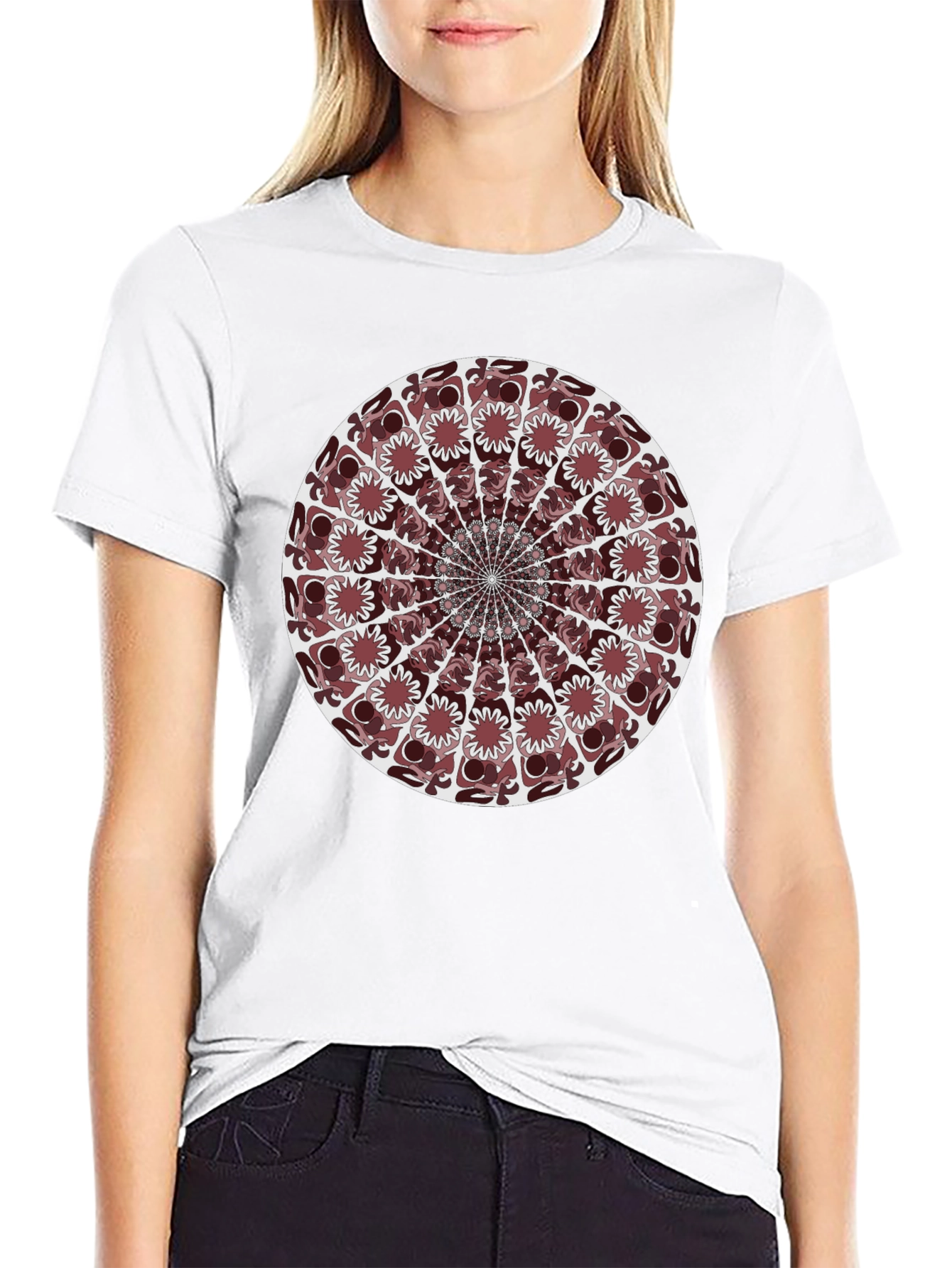 Black Abstract Mandala Graphic T-Shirt - Black view 9