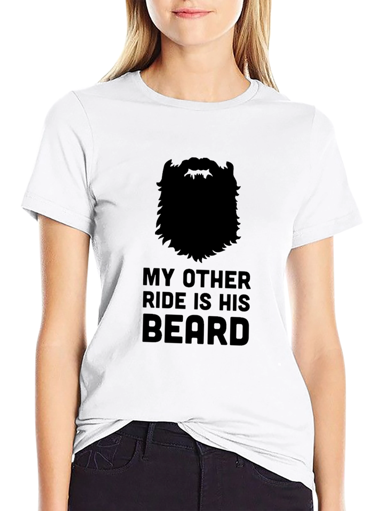Black My Other Ride Is His Beard Graphic T-Shirt view 9