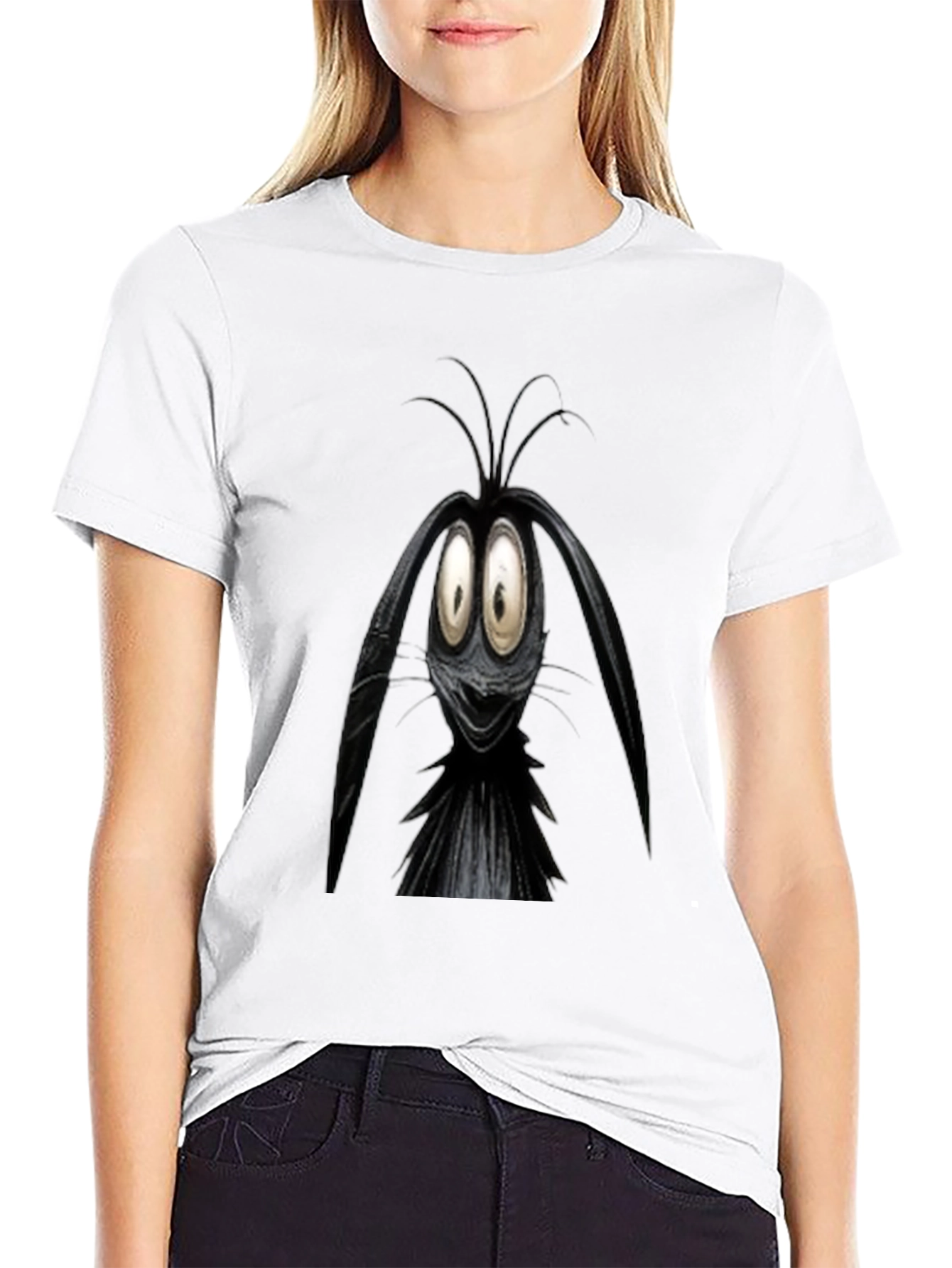 Black Cartoon Character Graphic Black T-Shirt view 9