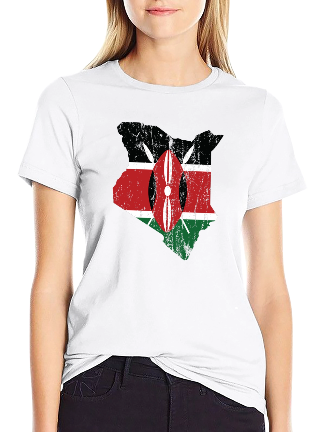 Kenya Flag Map T-Shirt - Distressed Graphic Tee - 9