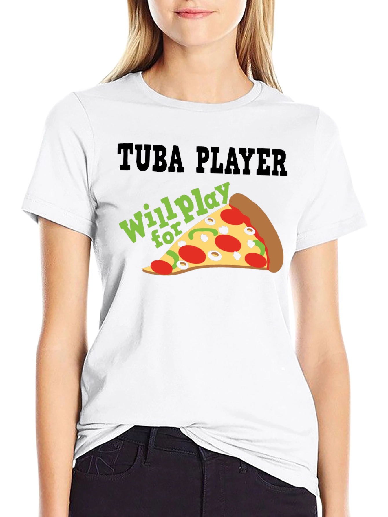 Black Tuba Player Will Play For Pizza Black T-Shirt view 9