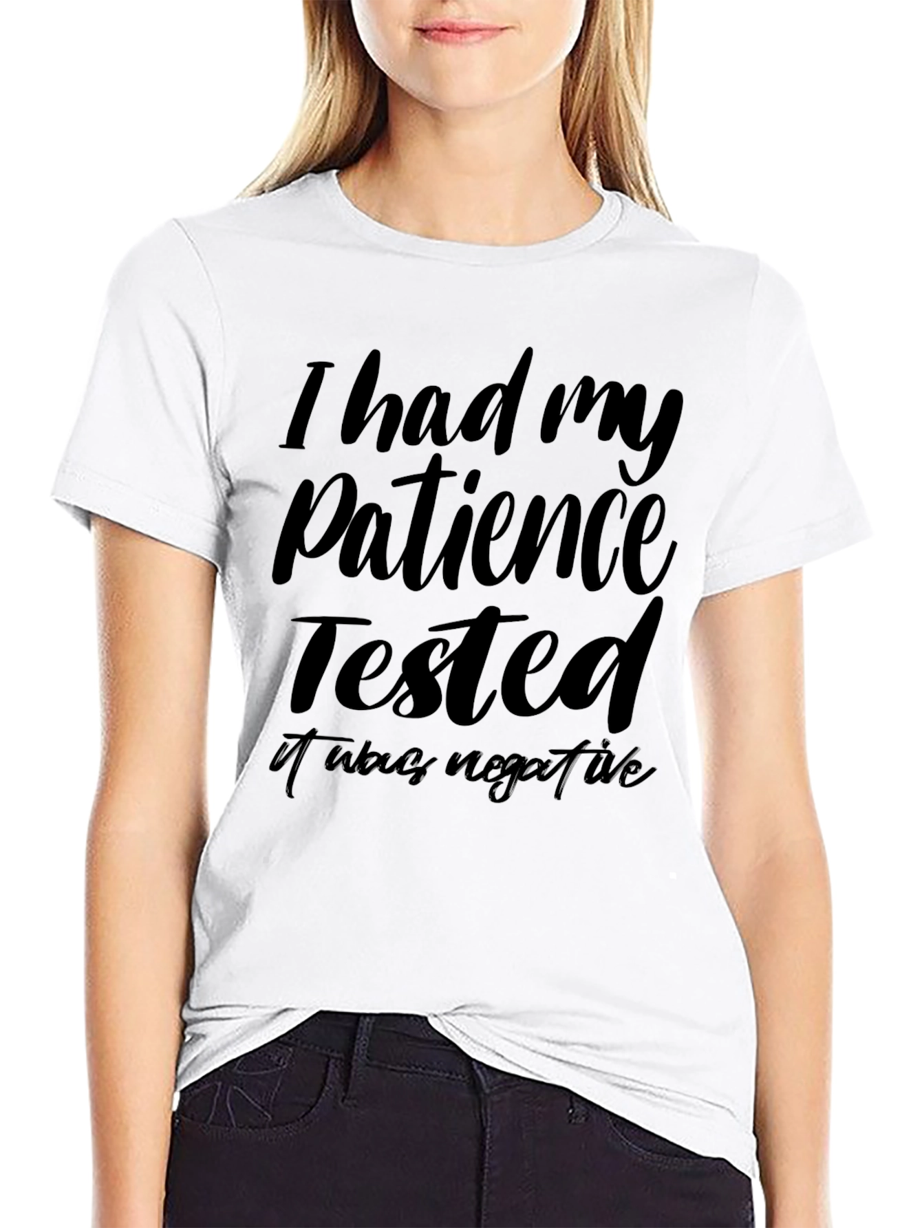 Black Patience Tested Negative Funny Graphic T-Shirt view 9