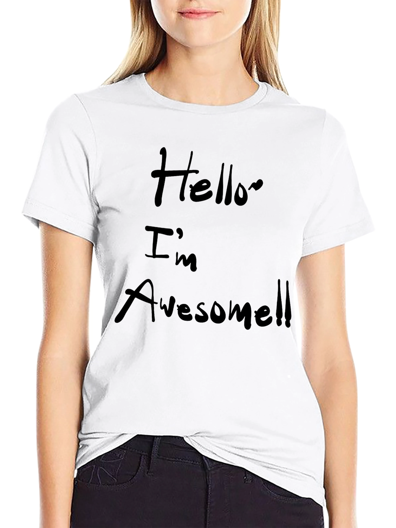 Black Hello I'm Awesome Black T-Shirt view 9