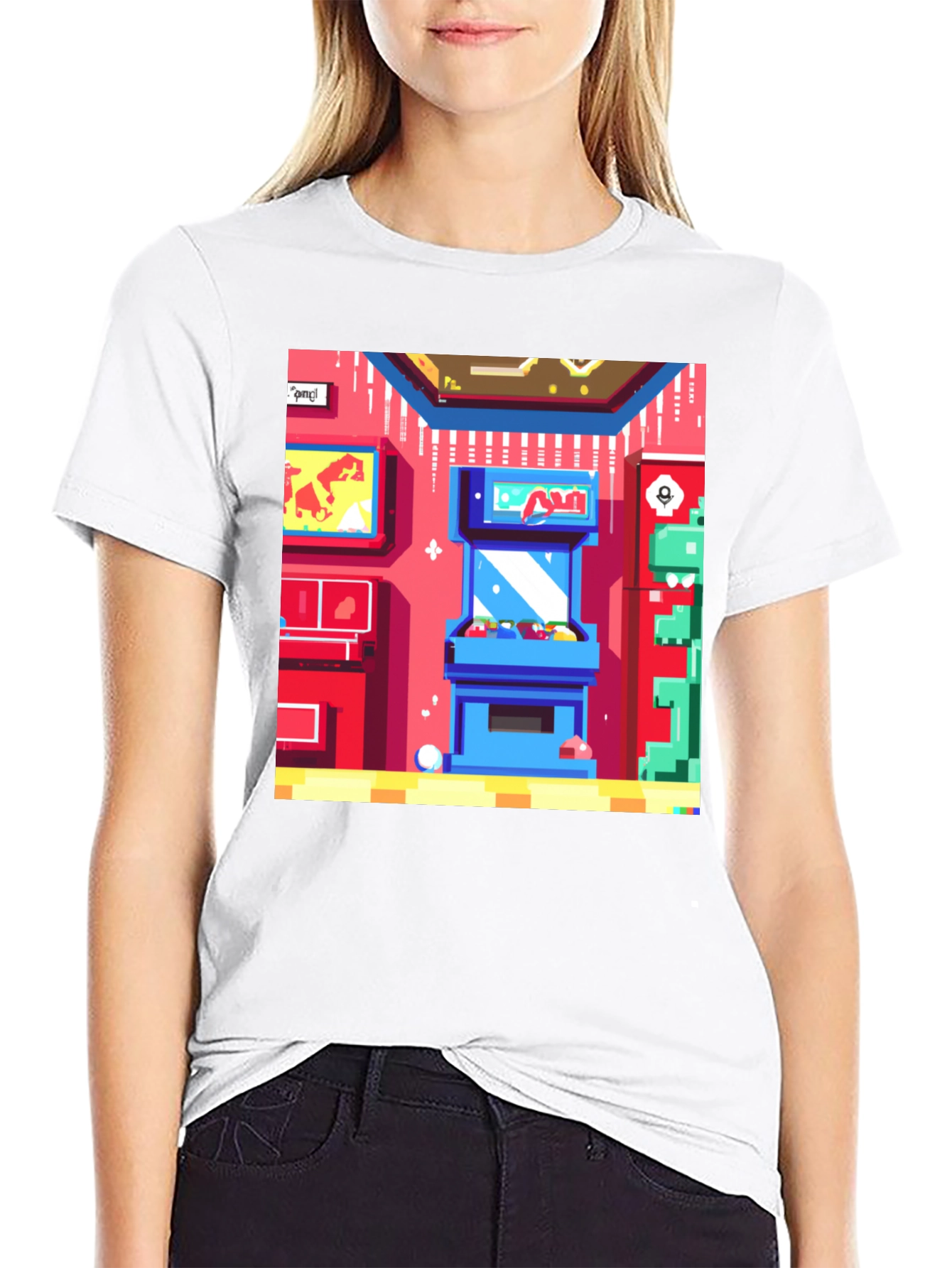 Black Retro Arcade Gamer T-Shirt - Black Cotton Tee view 9