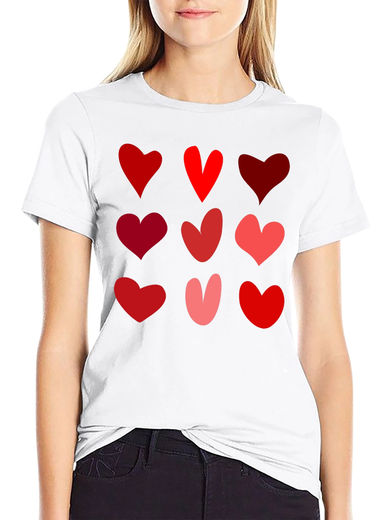 Black Heart Pattern Black T-Shirt view 9