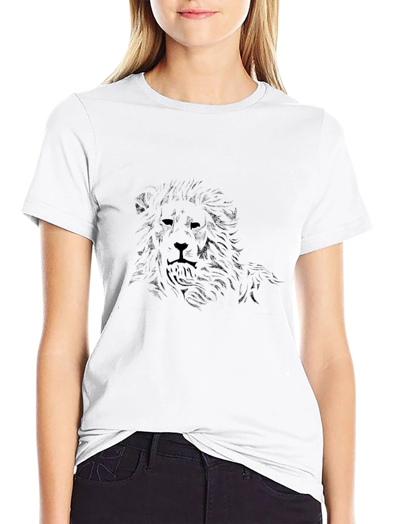 Black Lion Graphic Black T-Shirt view 9