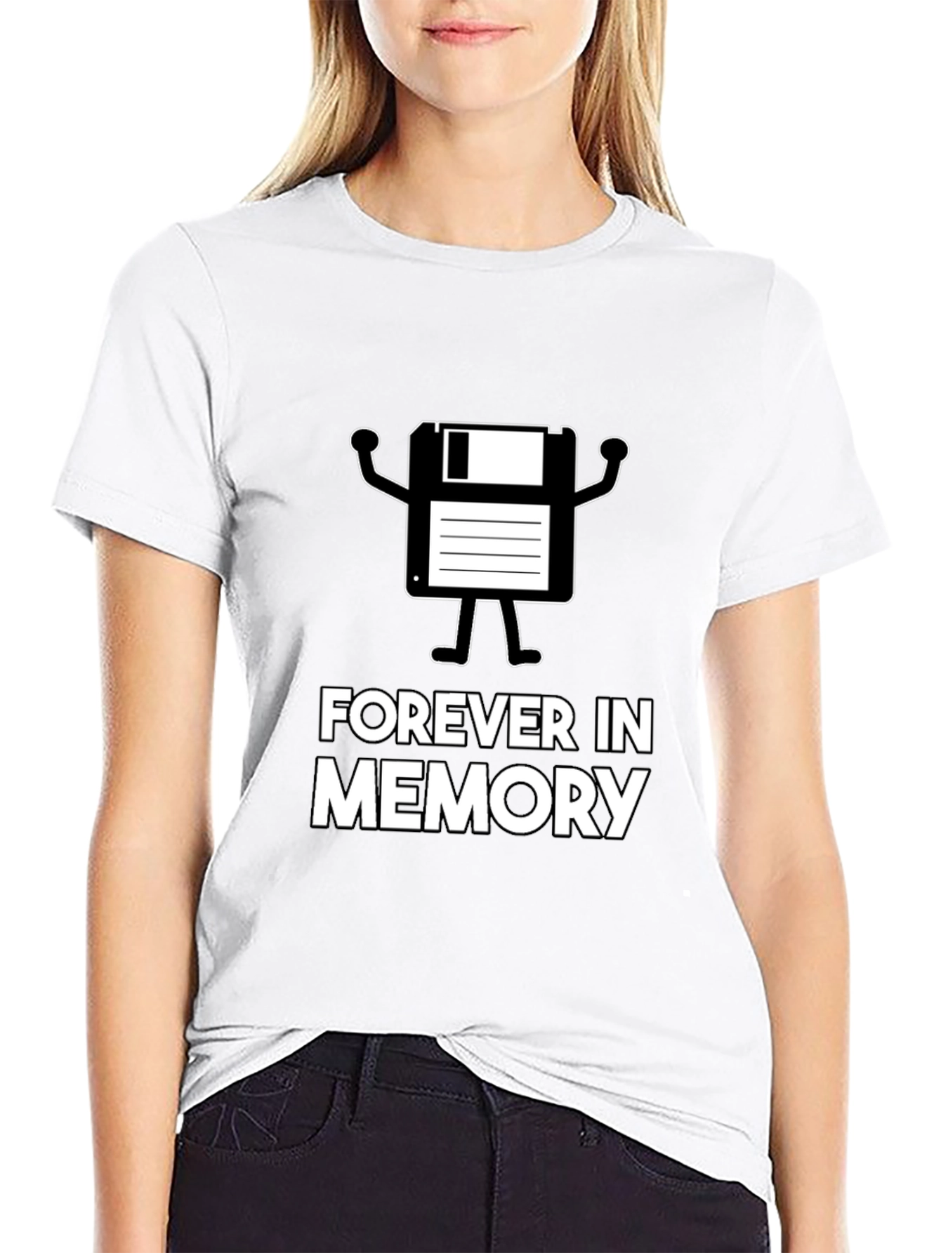 Forever In Memory Floppy Disk Black T-Shirt - 9