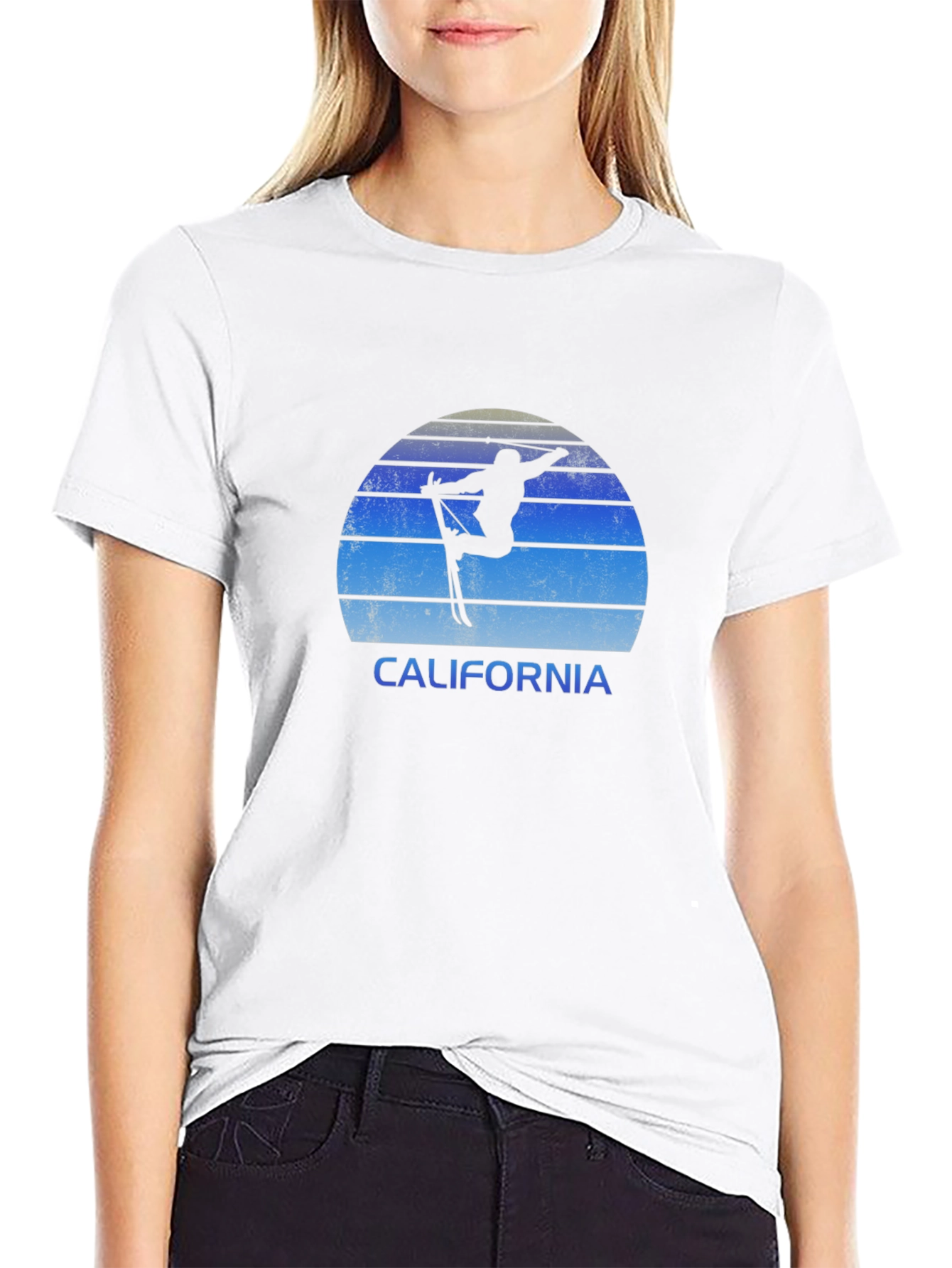 Black California Ski Sunset T-Shirt view 9